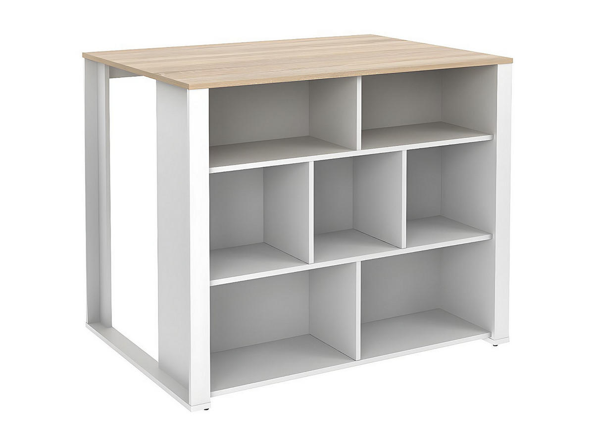 KÜCHENINSEL - 4 -Sitzer - Holzspan - naturfarben hell, weiß - OPOLE - Naturfarben, Holz (110.2/90.5/80cm) - Vente-Unique