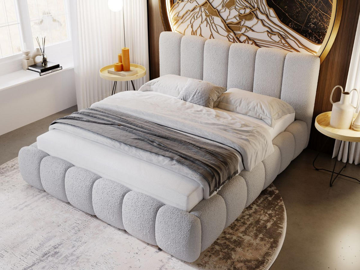 POLSTERBETT Cloud 200x200 Bouclé-Stoff Hellgrau - Hellgrau, Textil (200/200cm) - Graingold