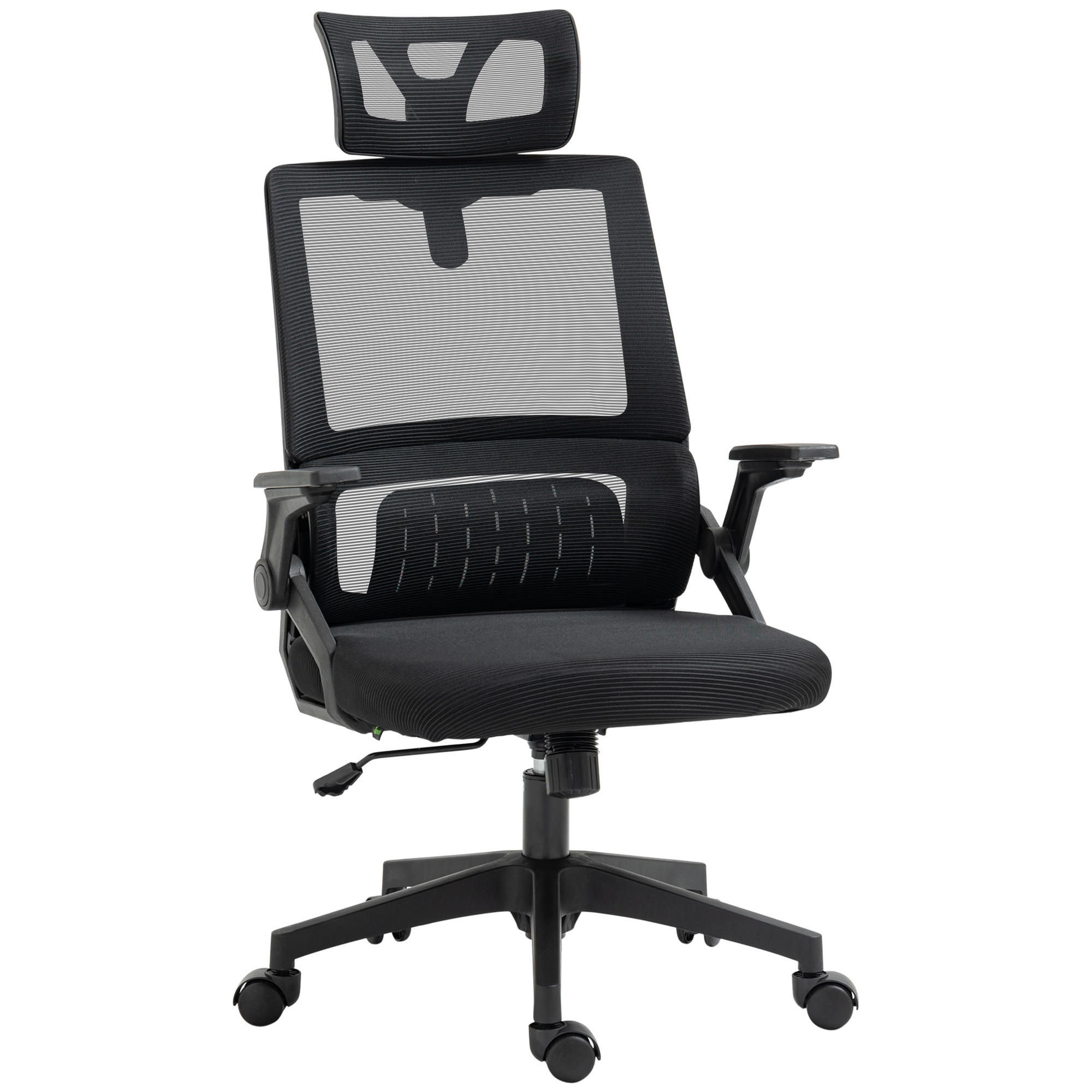 Vinsetto KANCELÁŘSKÁ ŽIDLE Ergonomická, kancelářská židle s nastavitelnou opěrkou hlavy, síťovina, černá