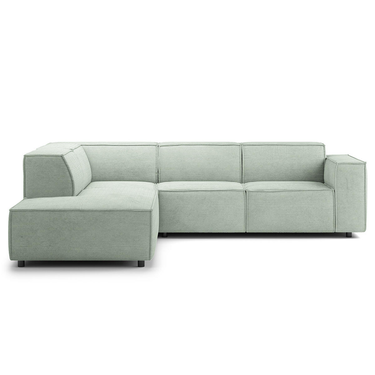 ECKSOFA mit Ottomane - Schwarz/Mintgrün, Kunststoff/Textil (260/234cm) - home24