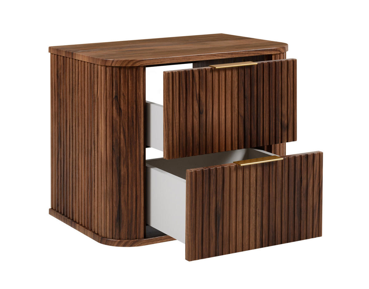 BADEZIMMERSCHRANK, Eiche-Nussbaum, Goldene Griffe, 41,5 x 60 x 51,7 cm - Dunkelbraun/Goldfarben, Holzwerkstoff/Kunststoff (60/51.7/41.5cm) - 3XE LIVING