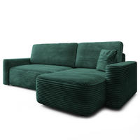 ECKSOFA NERI T Grün Kordstoff mit Schlaffunktion - Grün, Holzwerkstoff/Textil (280/157cm) - MASSENO