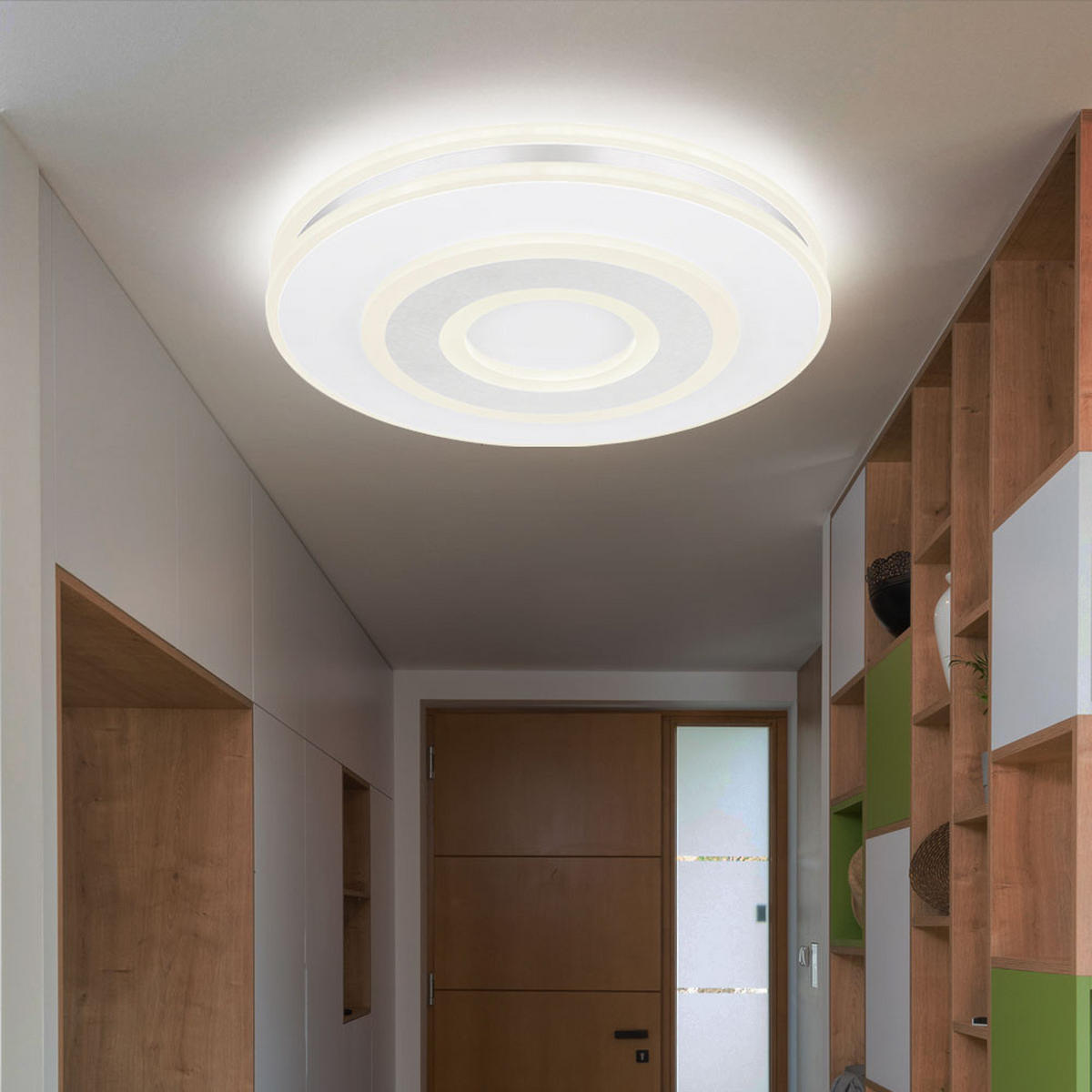 LED DECKENLEUCHTE MARU Weiß opal - Weiß, Metall (42/42/6.5cm) - Globo Lighting