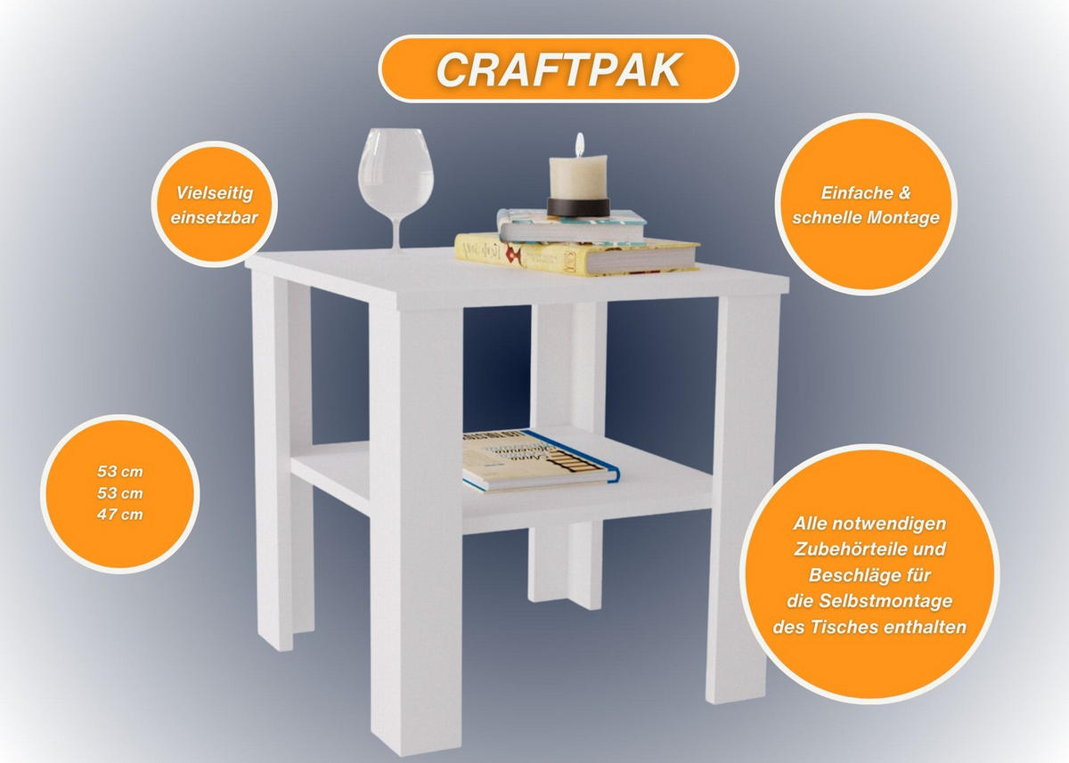 COUCHTISCH Lara53 53/47/53 - Weiß, Holzwerkstoff (53/53/47cm) - RAUMHIRSCH FURNITURE