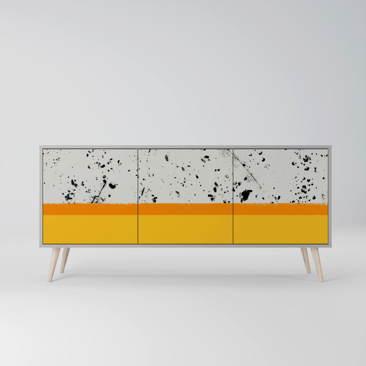 SIDEBOARD DYED BY ORANGE, Eicheneffekt, 164,5x42x77,5 cm, 3 Türen - Eichefarben/Buchefarben, Holzwerkstoff/Buchenholz (164.5/77.5/42cm) - SpaceRebels