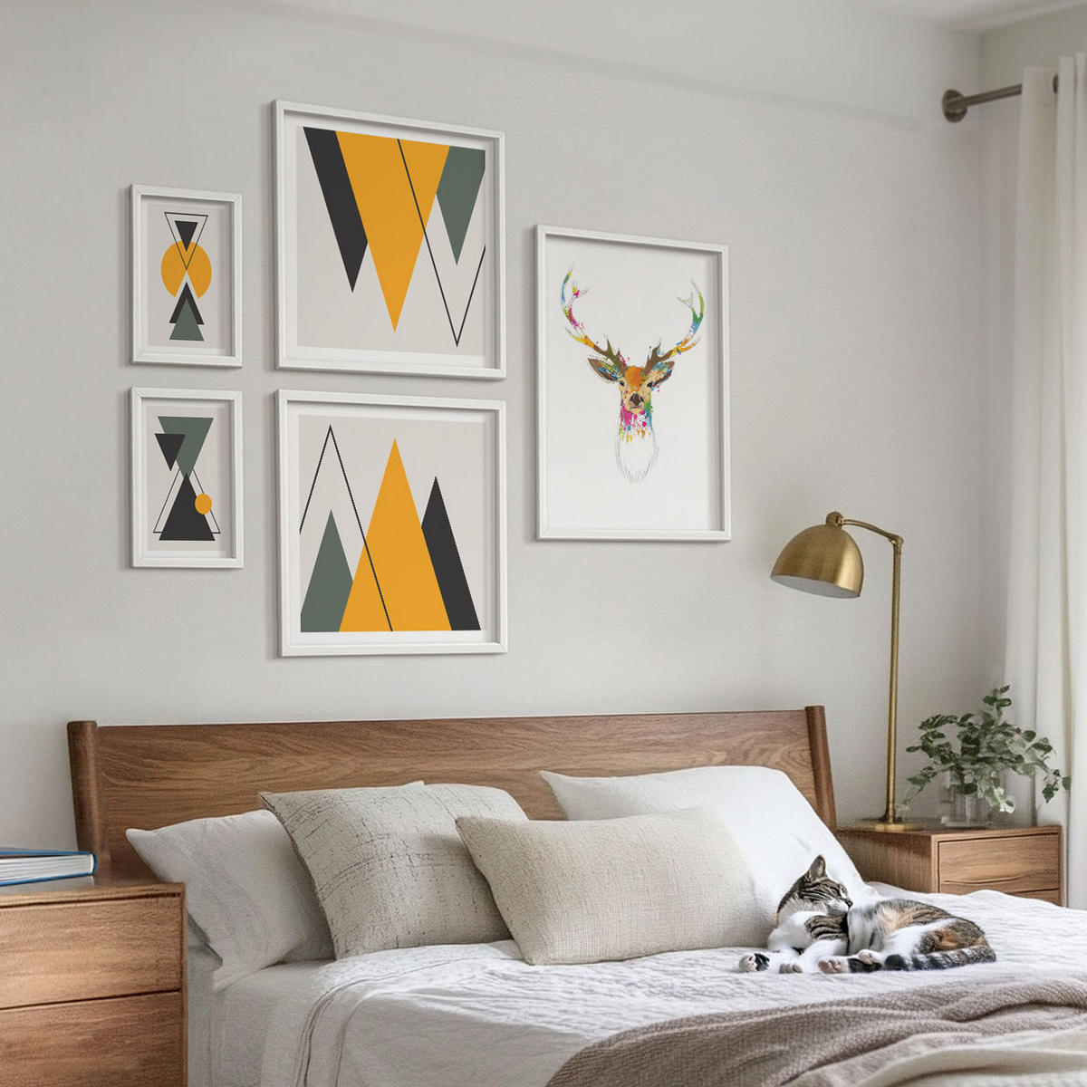 WANDBILDER 5er-Set - 50x50 cm & 20x30 cm & 40x60 cm Weißer Rahmen - Italienische Städte (Aquarell) - Weiß, Kunststoff (40/60cm) - ArtPrintCave