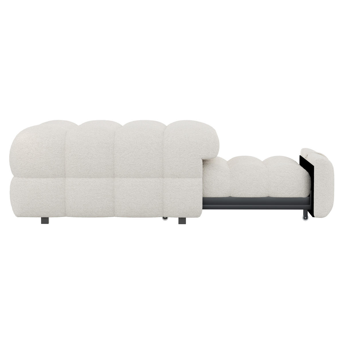 POLSTERBETT in Beige Teddy-Stoff, Ausziehbares Schlafsofa - Beige, Textil (80/180cm) - KOMHTOM