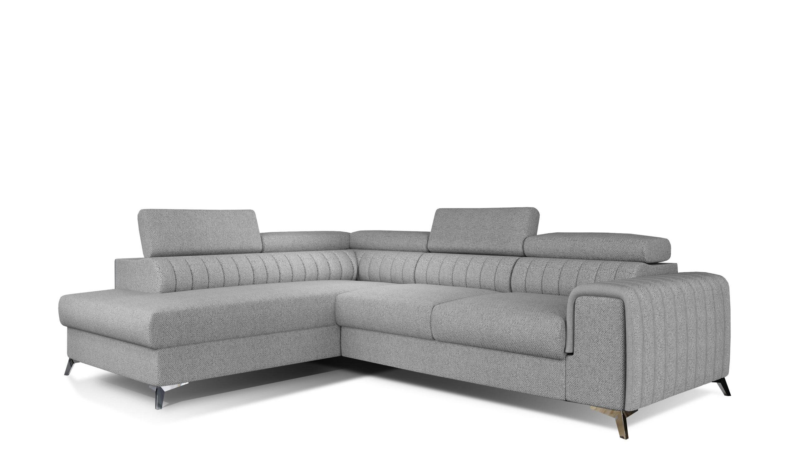 ECKSOFA - OLIVIER (Links, Hellasche) - Silberfarben/Hellgrau, Textil (275/205cm) - Möblo