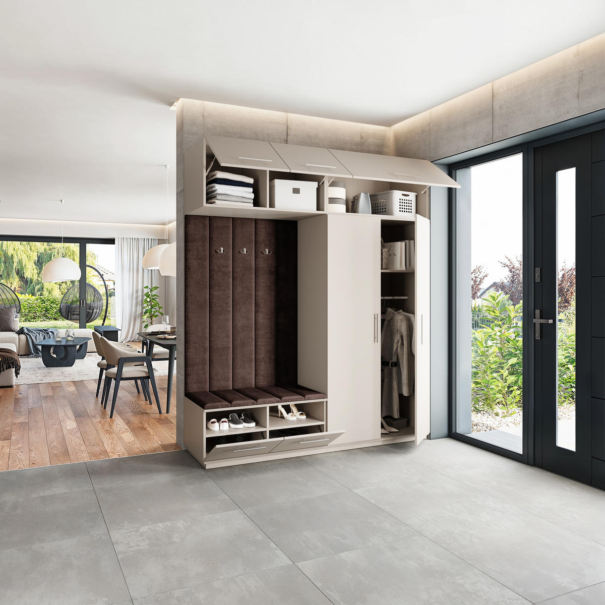 GARDEROBENSCHRANK REMA 200/240/60 cm Modern Garderobe-Set Kaschmir - Kaschmir/Braun, Holzwerkstoff (200/240/60cm) - MASSENO