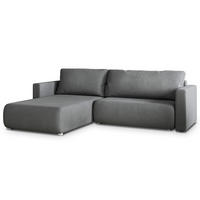 ECKSOFA TURIN Grau Geflochtener Stoff mit Schlaffunktion - Grau, Holz (265/183cm) - MASSENO