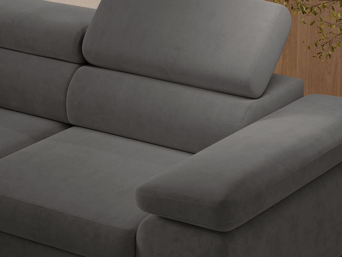 ECKSOFA Argon Dunkelgrau Rechts - Dunkelgrau/Schwarz, Holz/Textil (190/255cm) - Graingold