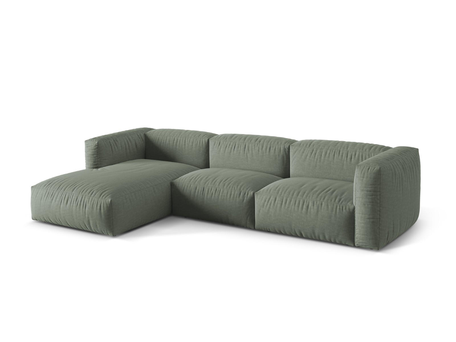 ECKSOFA modular links Martina aus strukturiertem Stoff moosgrün 3 Sitzplätze - Salbeigrün, Textil (176/332cm) - Micadoni