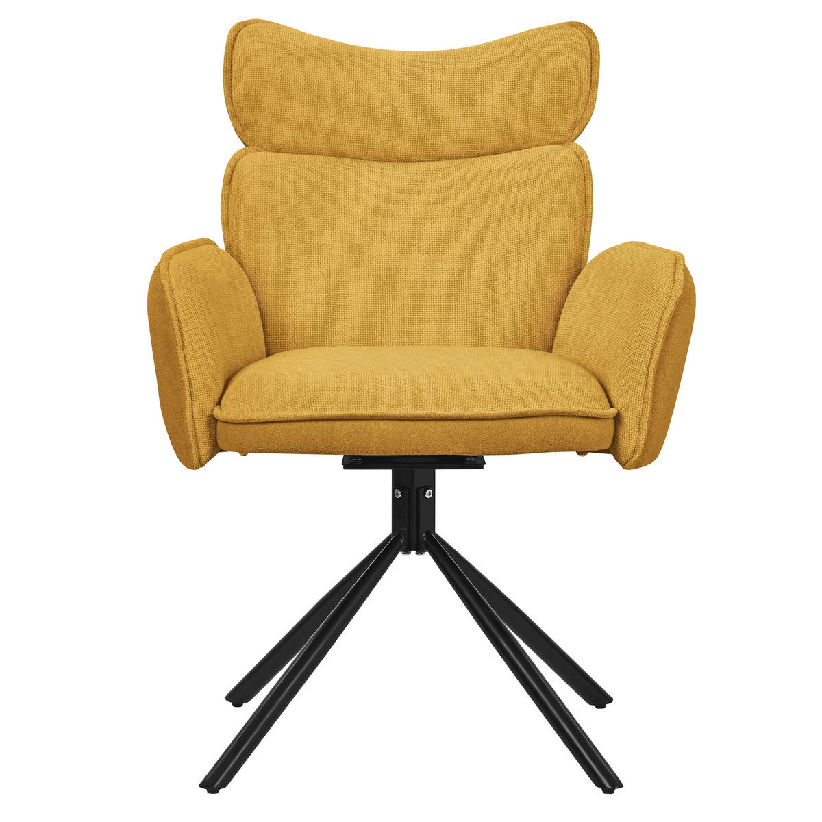 ESSZIMMERSTÜHLE 4er Set drehbar Senf mit Stoffbezug - Gelb/Schwarz, Textil/Metall (63/89/68cm) - ML-DESIGN