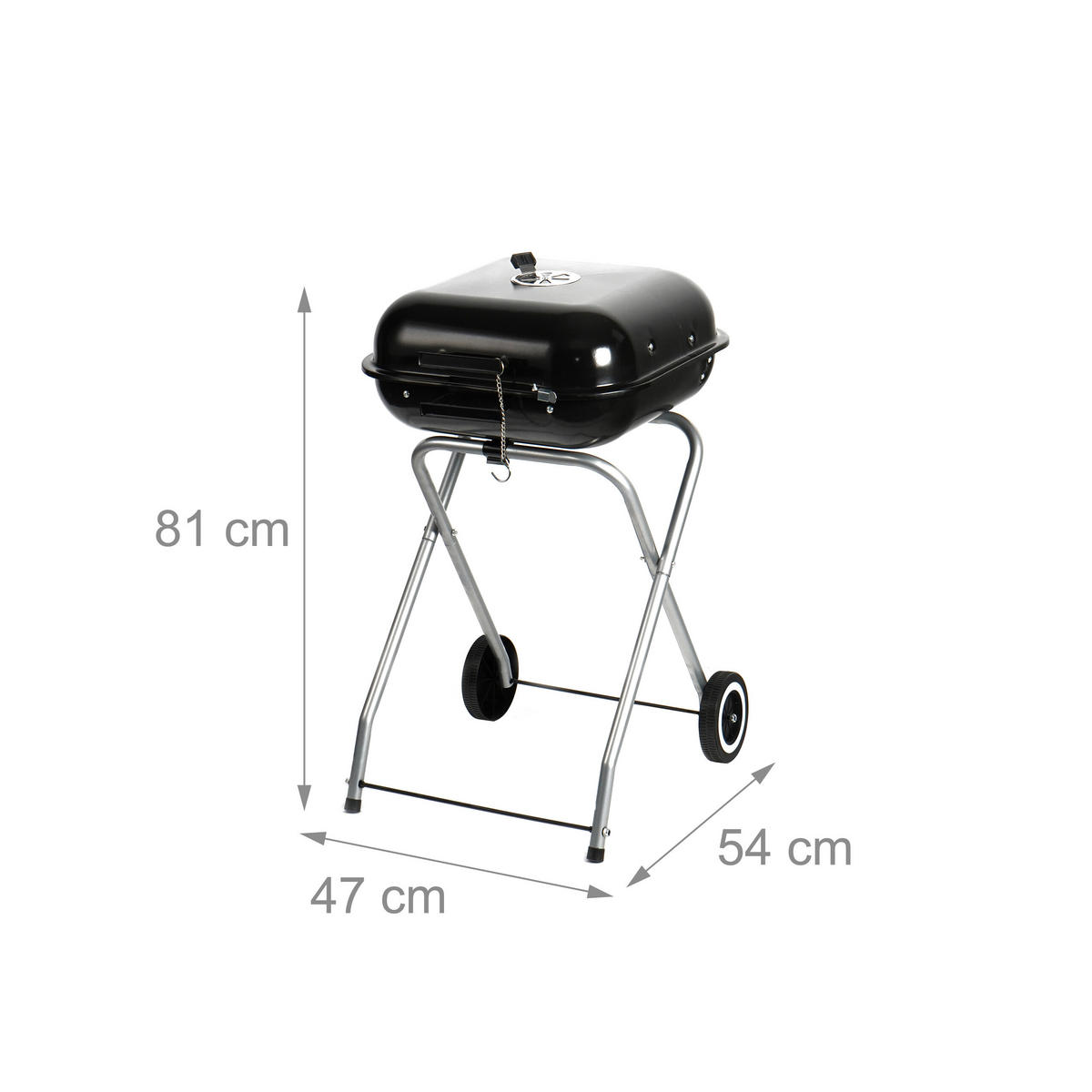 HOLZKOHLEGRILL - Schwarz, Kunststoff/Metall (47/81/54cm) - Relaxdays
