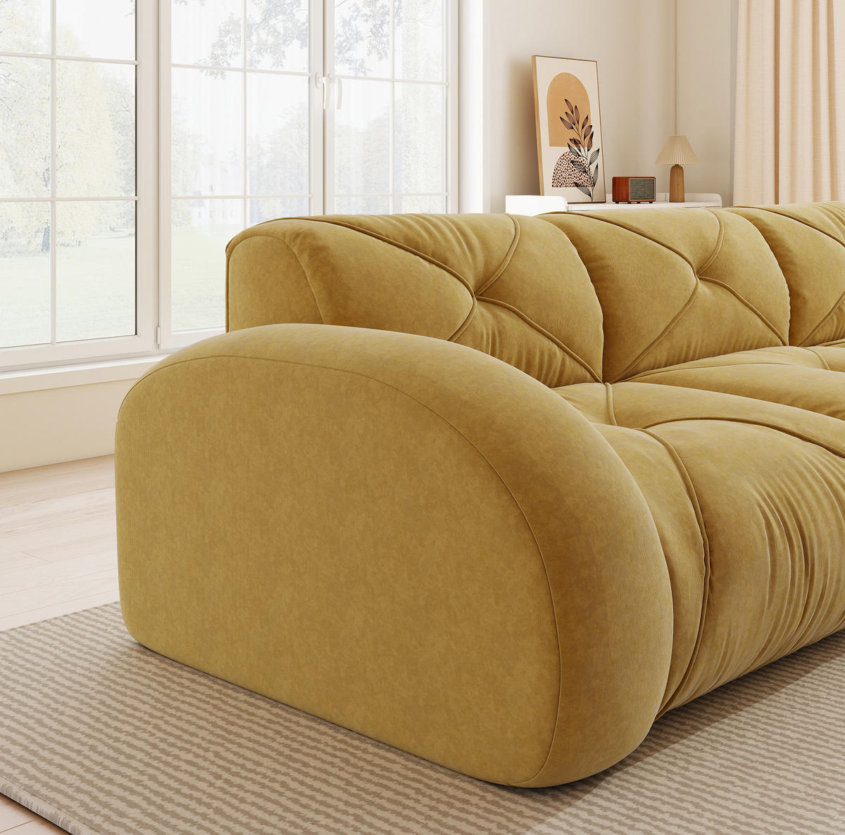 SOFA modular 4-Sitzer Chenille Yellow - Gelb, Kunststoff (95/76/358cm) - Meubliv