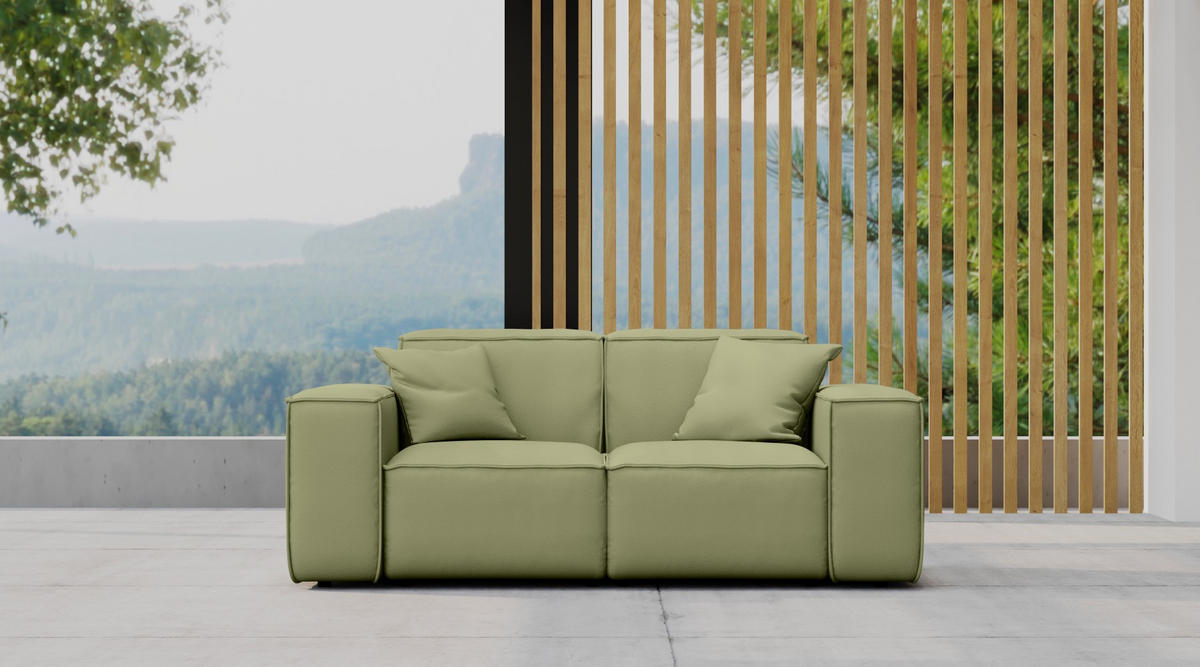GARTENSOFA MALIBU 2 Sitzer Stoff Odyssey Hellgrün - Hellgrün, Holz (186/73/88cm) - Kaiser Möbel