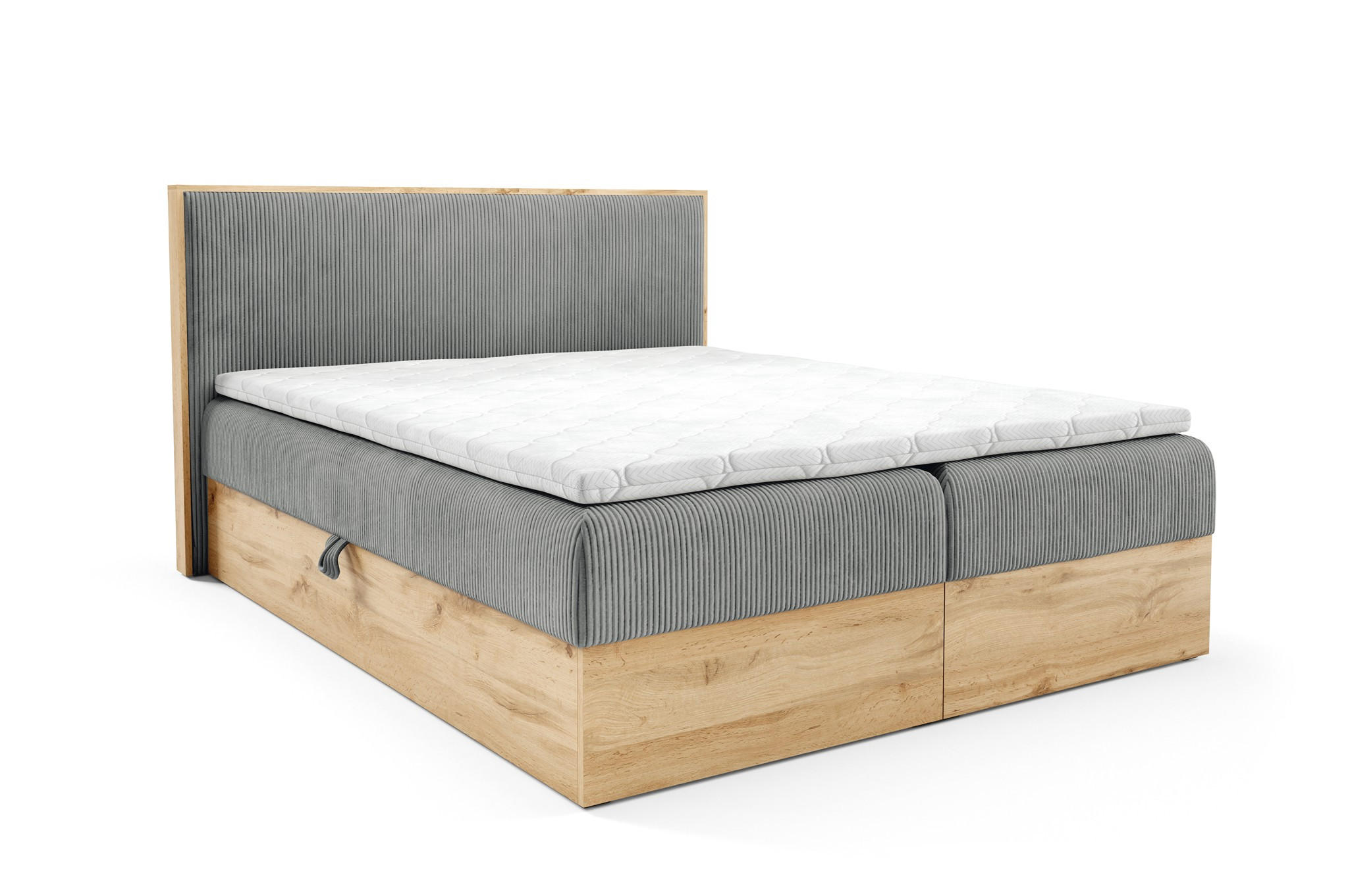 BOXBETT Roland In überlänge - Grau, Holzwerkstoff/Textil (120/220cm) - Fun Möbel
