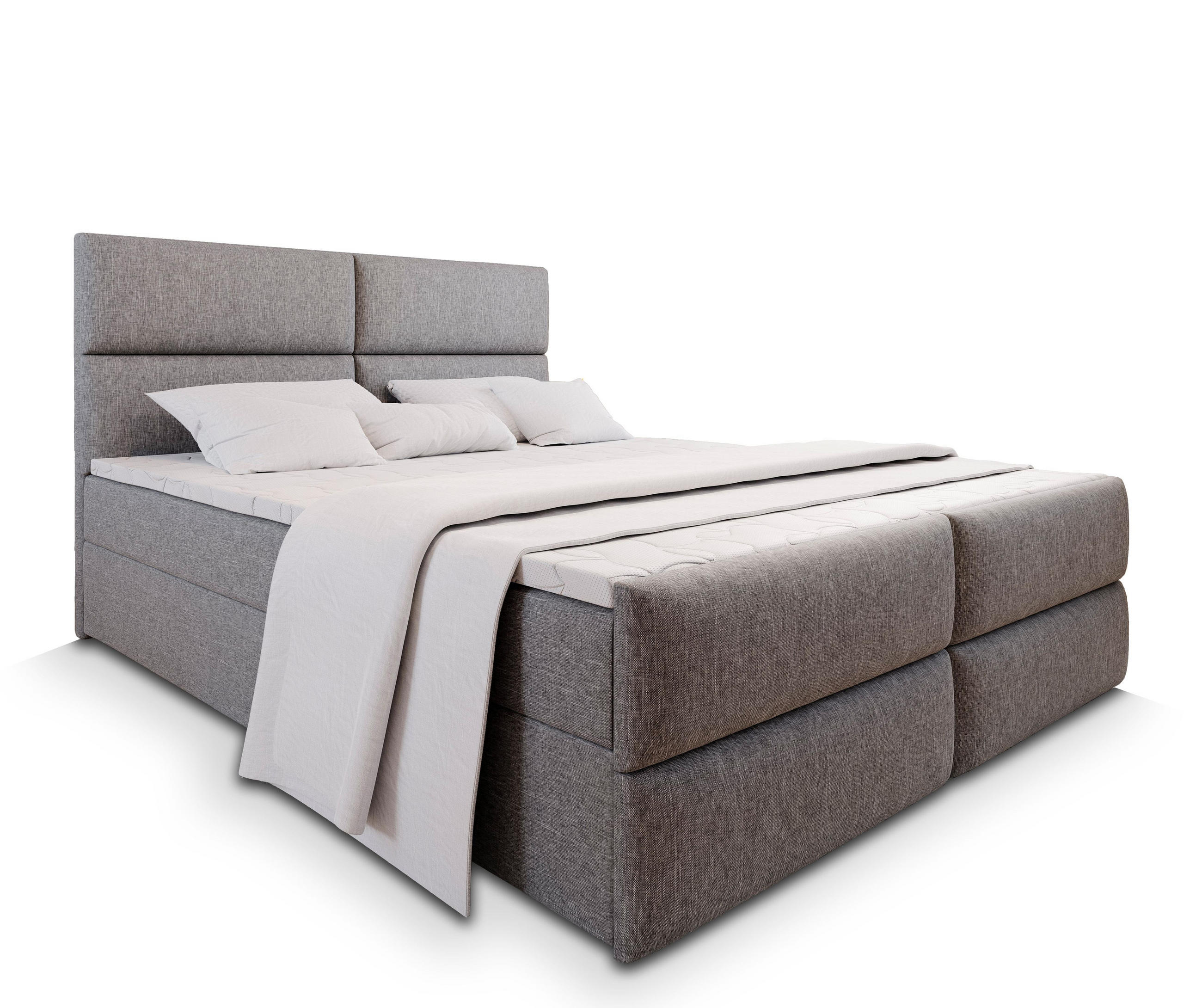 BOXBETT MULEN 140x200 cm mit Matratze und Topper - Hellgrau - Hellgrau, Holz (140/200cm) - MASSENO