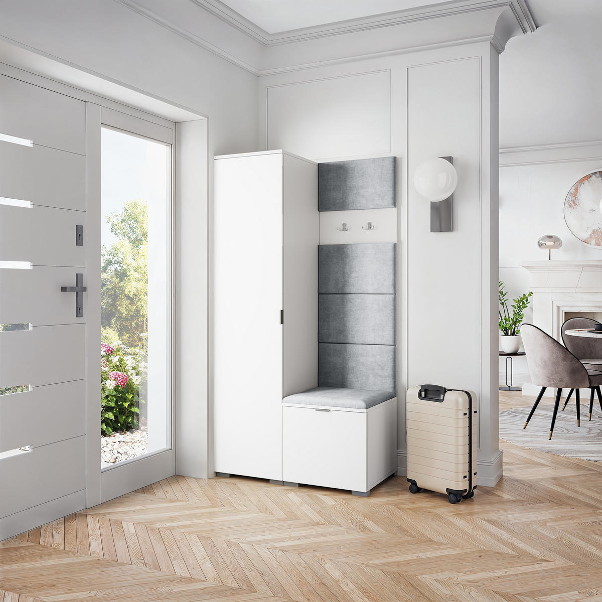 GARDEROBENSCHRANK LORI 95/181/51 cm Modern Weiß - Weiß, Holzwerkstoff (95/181/51cm) - MASSENO