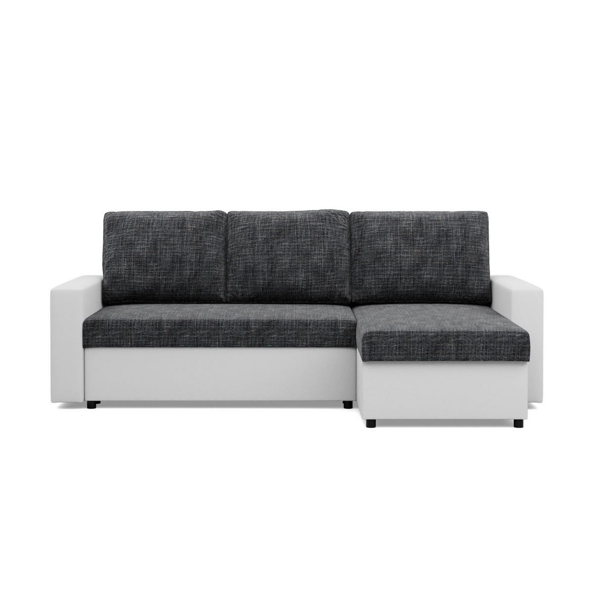 ECKSOFA MIT SCHLAFFUNKTION LUNA, Schwarz + Grau - Schwarz/Grau, Textil (231/140cm)