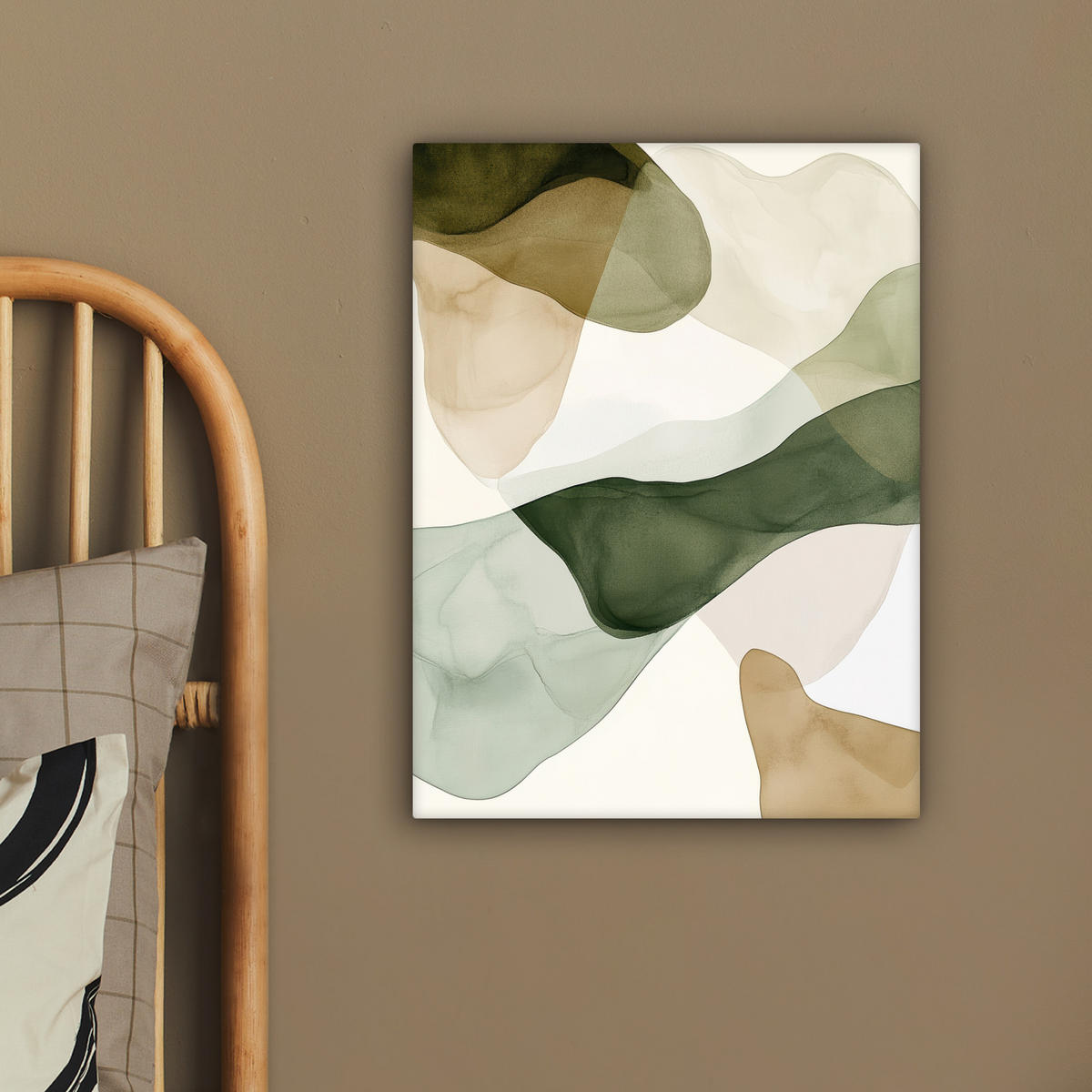 LEINWANDBILD Japandi - Abstrakt - Grün 30x40 cm - Salbeigrün, Textil (30/40cm) - MuchoWow