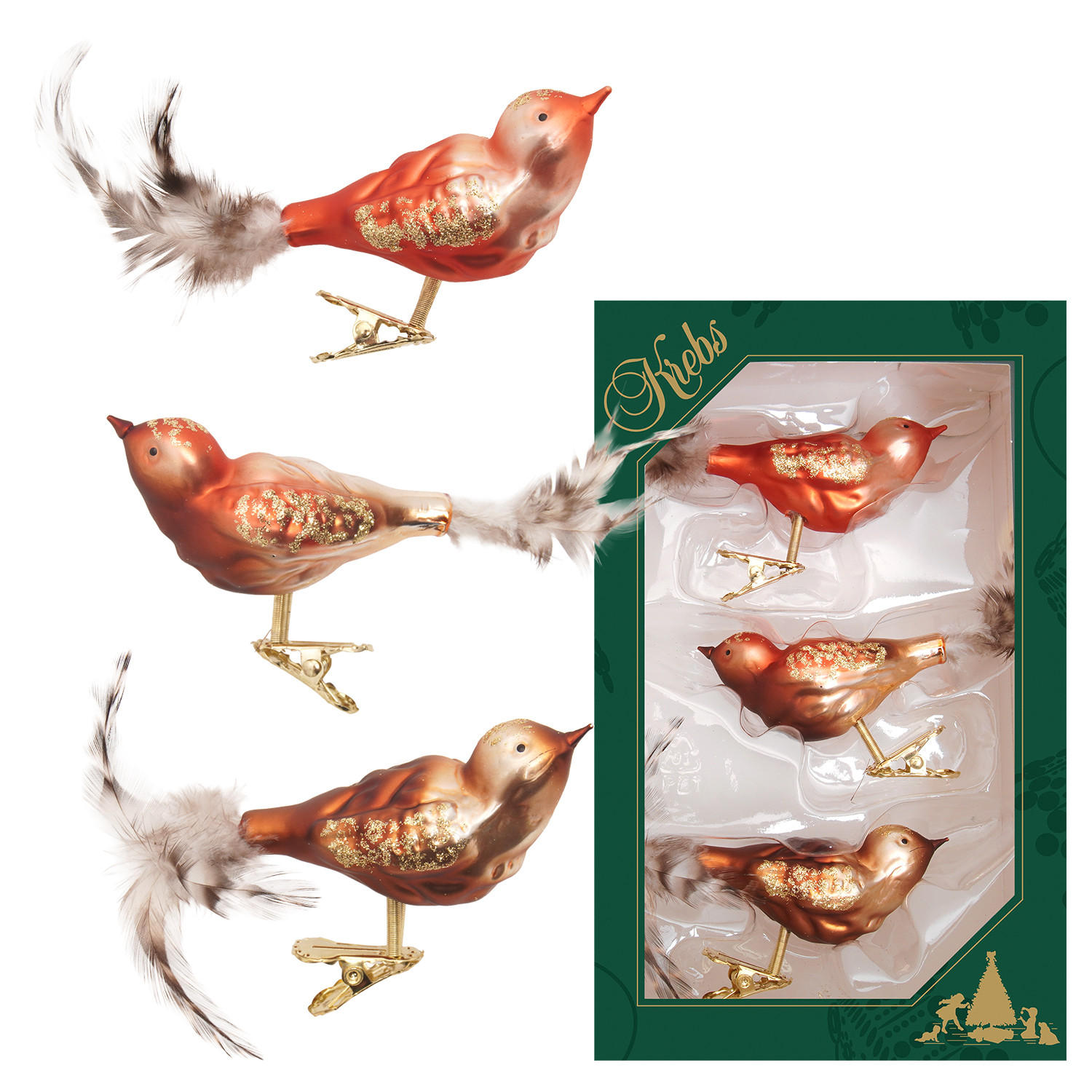 Krebs Glas Lauscha Christbaumschmuck Braun 4x4x9 cm