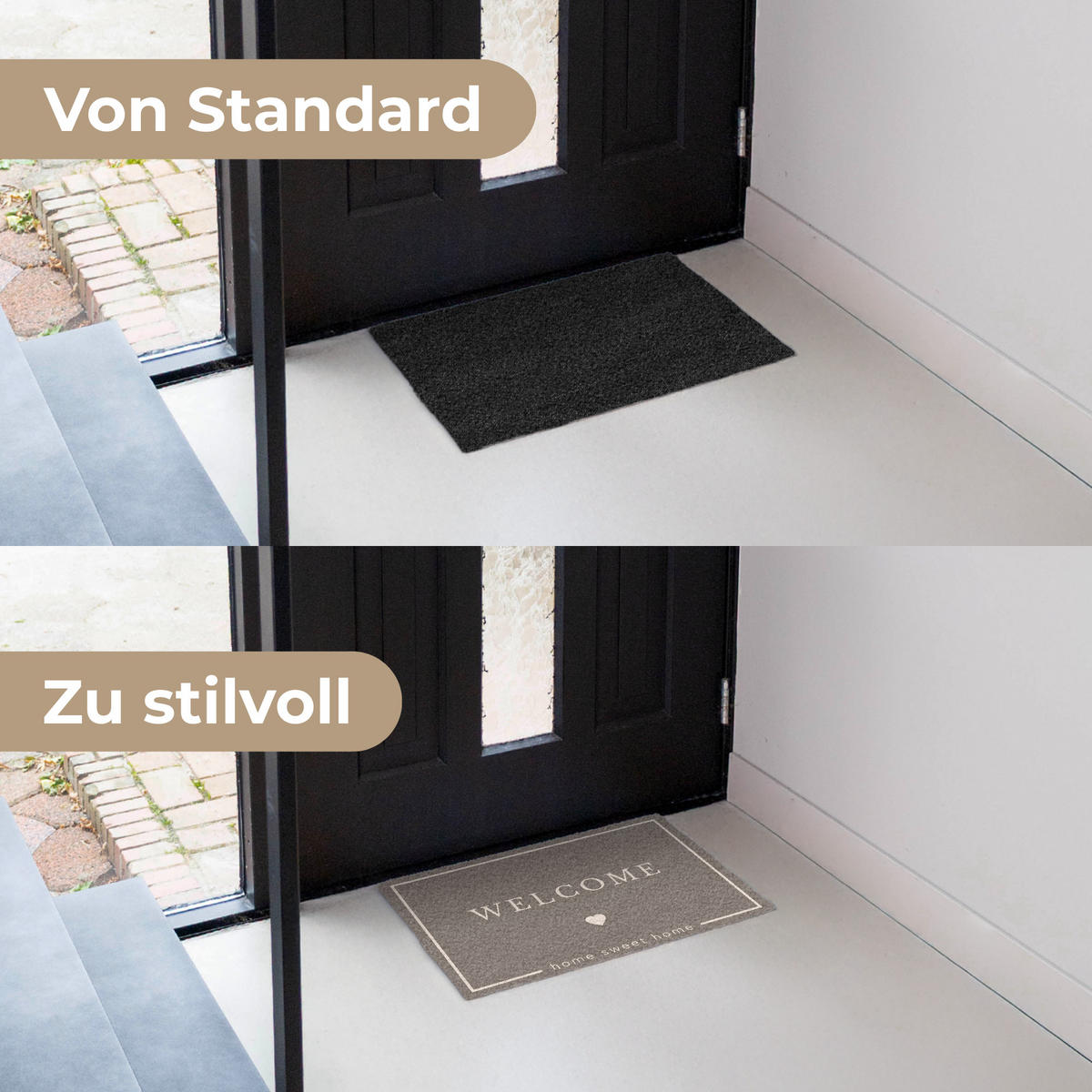 FUSSMATTE Willkommen - Braun 60x40 cm - Taupe, Kunststoff (60/0.4cm) - MuchoWow