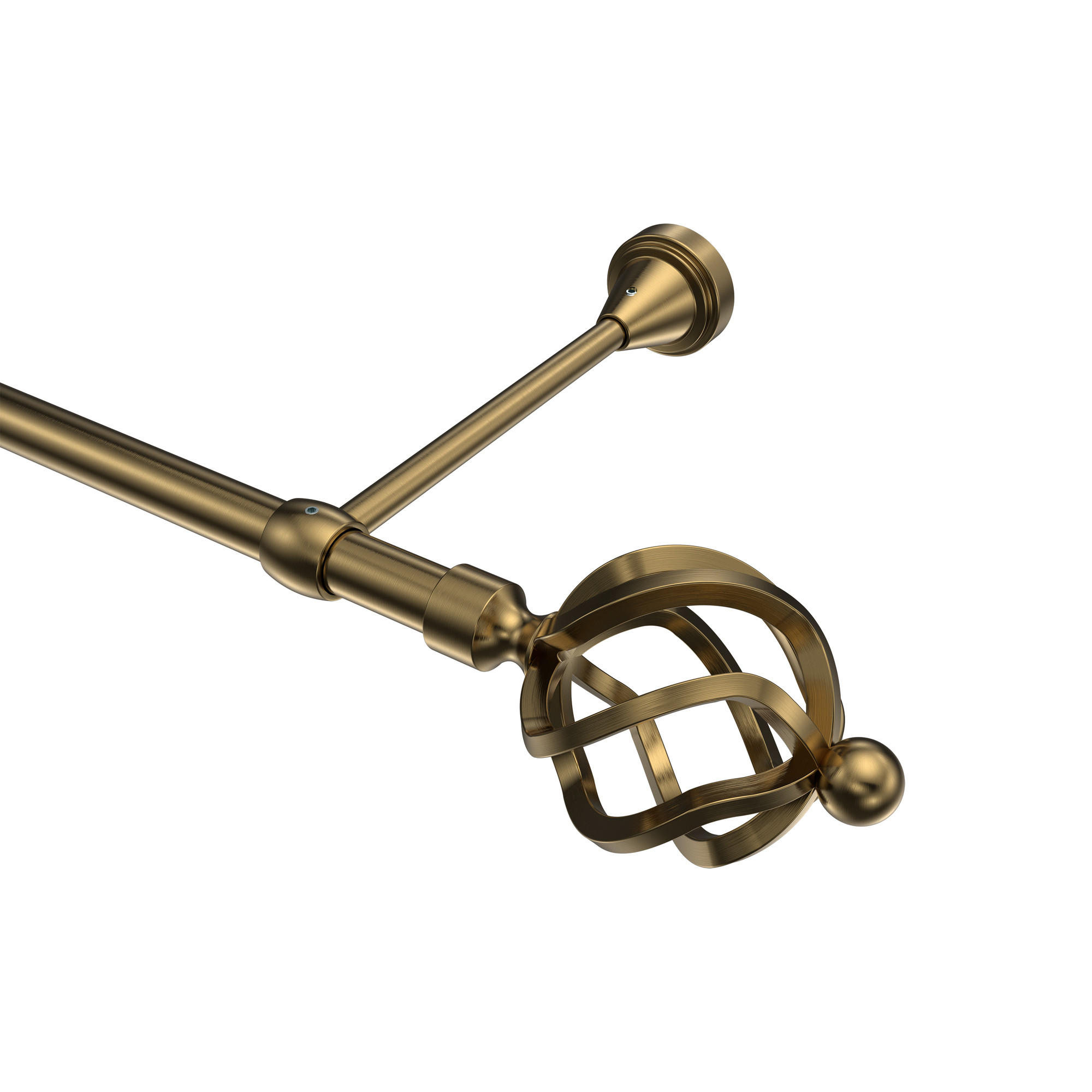 GARDINENSTANGE Primus Paolo 600 cm (geteilt in 3 x 200 cm), 1-läufig (ohne Ringe), 16 mm Ø Messing Antik - Messingfarben/Bronzefarben, Metall (600cm) - INTERDECO