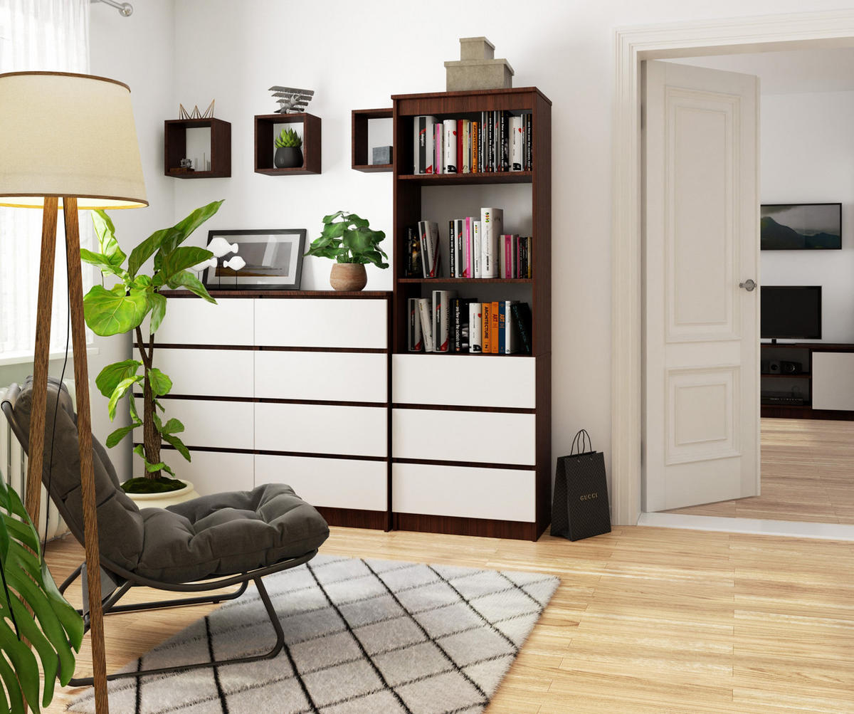 MEHRZWECKSCHRANK Wengefarben, Weiß 60x180x35 cm - Wengefarben/Weiß, Holzwerkstoff (60/180/35cm) - Akord