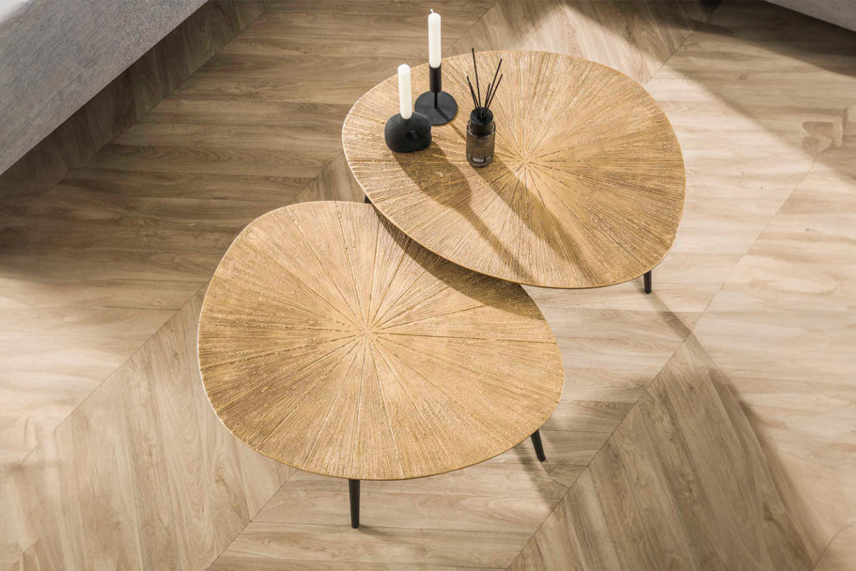 COUCHTISCH-SET TIBALI Bronze Metall - Schwarz/Bronzefarben, Metall (77/60/43cm) - KAWOLA