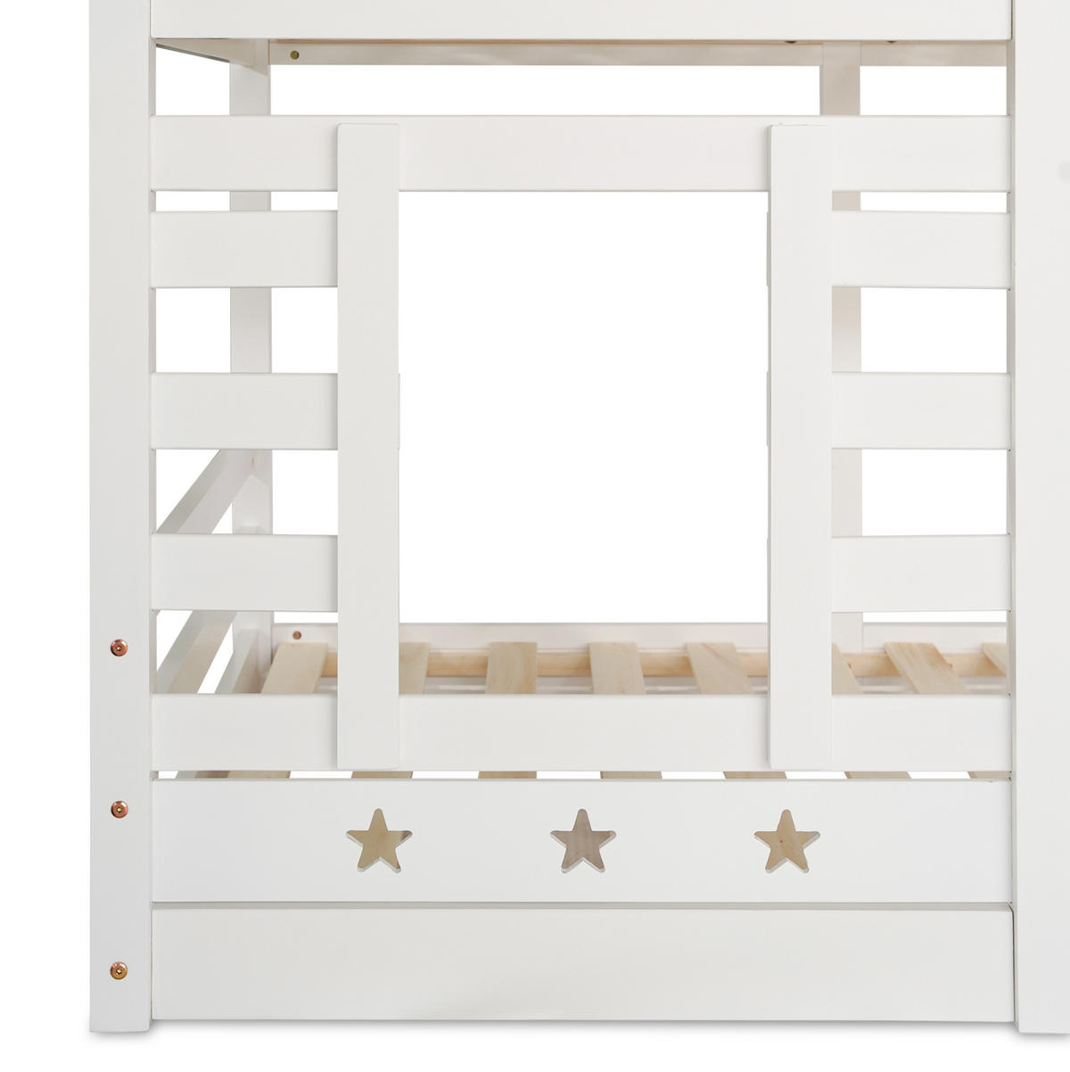 ETAGENBETT aus Holz 90x200 cm in Weiß mit Schubladen & Treppenstauraum - Weiß, Holz (90/200cm) - Modfu