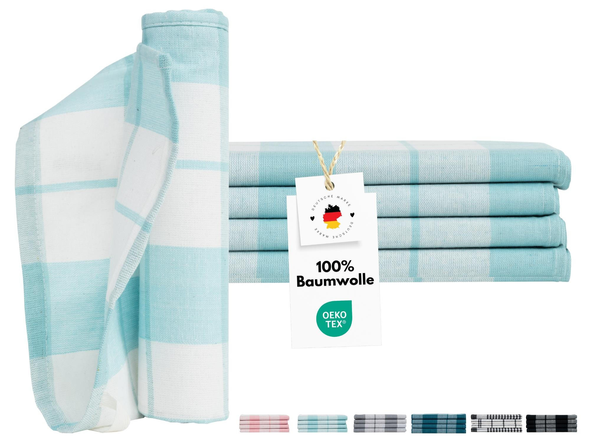 GESCHIRRTÜCHER 50x70 cm im 8er Set aus 100% Baumwolle, Küchentücher Aqua - Hellblau, Textil (50/70cm) - Carpe Sonno
