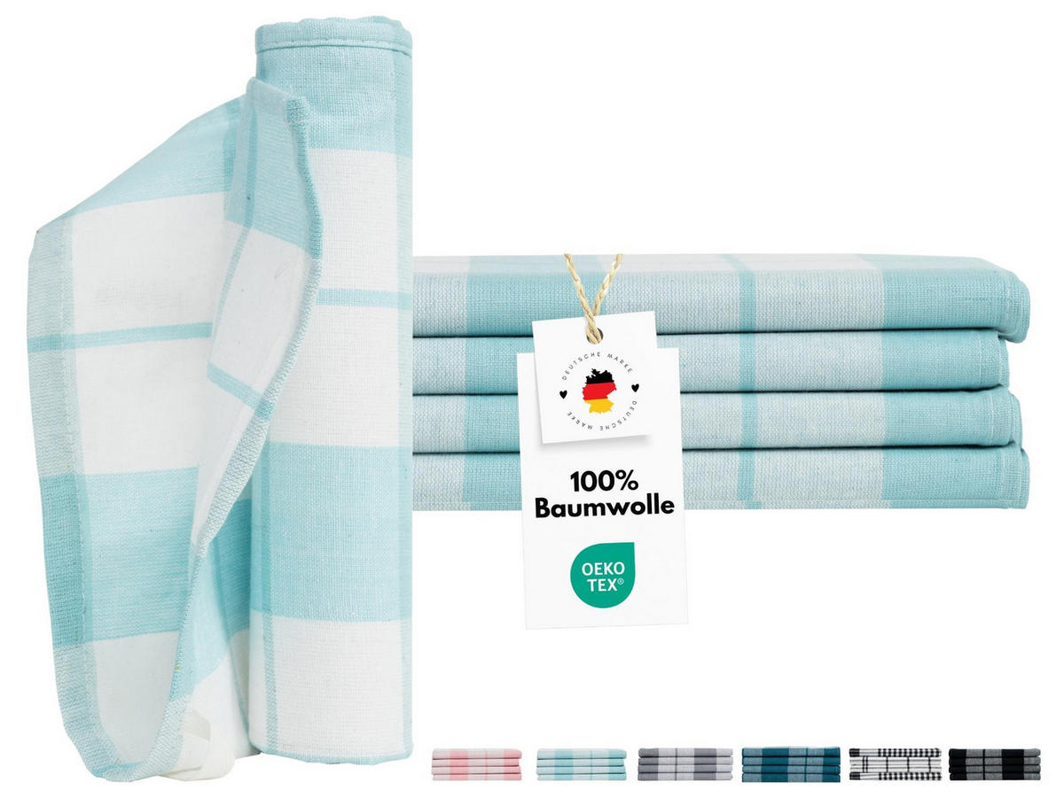GESCHIRRTÜCHER 50x70 cm im 12er Set aus 100% Baumwolle, Küchentücher Aqua - Hellblau, Textil (50/70cm) - Carpe Sonno