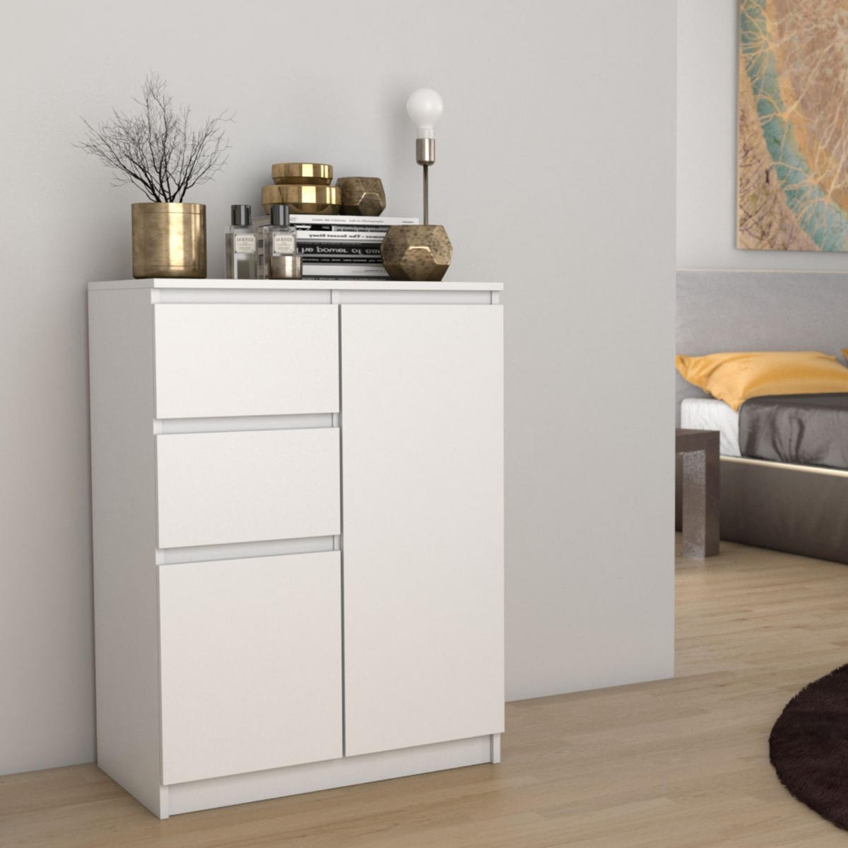 KOMMODE Kelly - Weiß, Holzwerkstoff (70/97/40cm) - kommodly