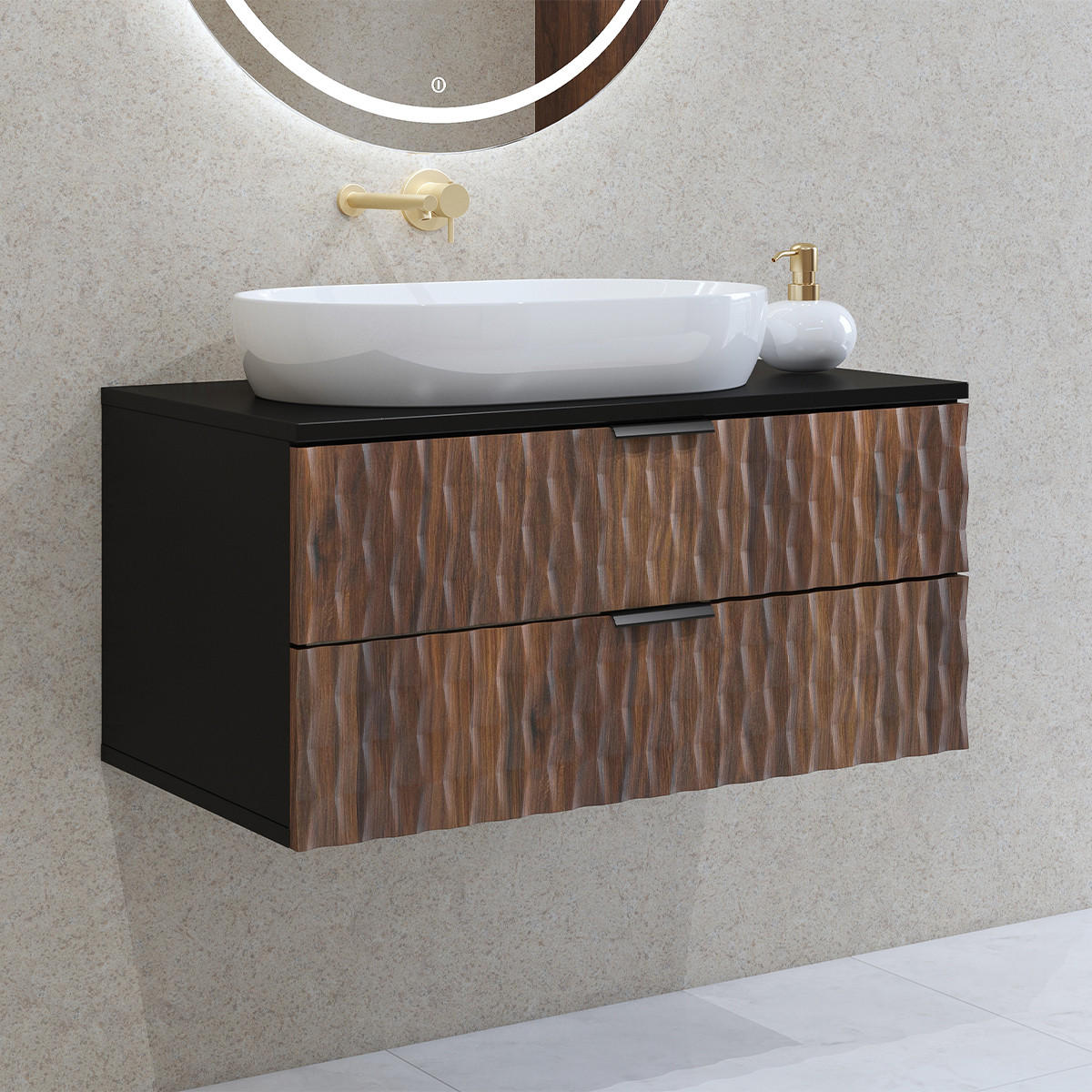 WASCHTISCHUNTERSCHRANK 81cm Nevia Holz und Schwarz - Schwarz, Holzwerkstoff (81/40/48cm) - Petits-meubles