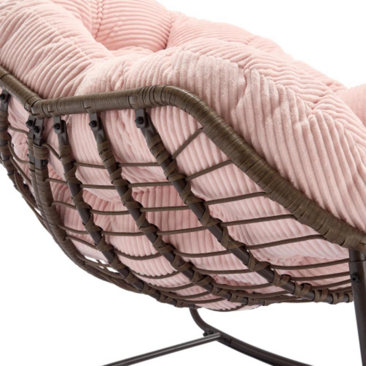 SCHAUKELSTUHL Schaukelsessel,Rattanstuhl mit Stahlrahmen,Rosa-Cord - Rosa, Metall (94.5/80/111cm) - LVHOM