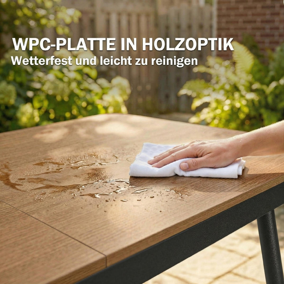 GARTENTISCH, WPC-Teak, 140cm, 6 Personen - Beige, Metall (105/10/83cm) - Vallsero