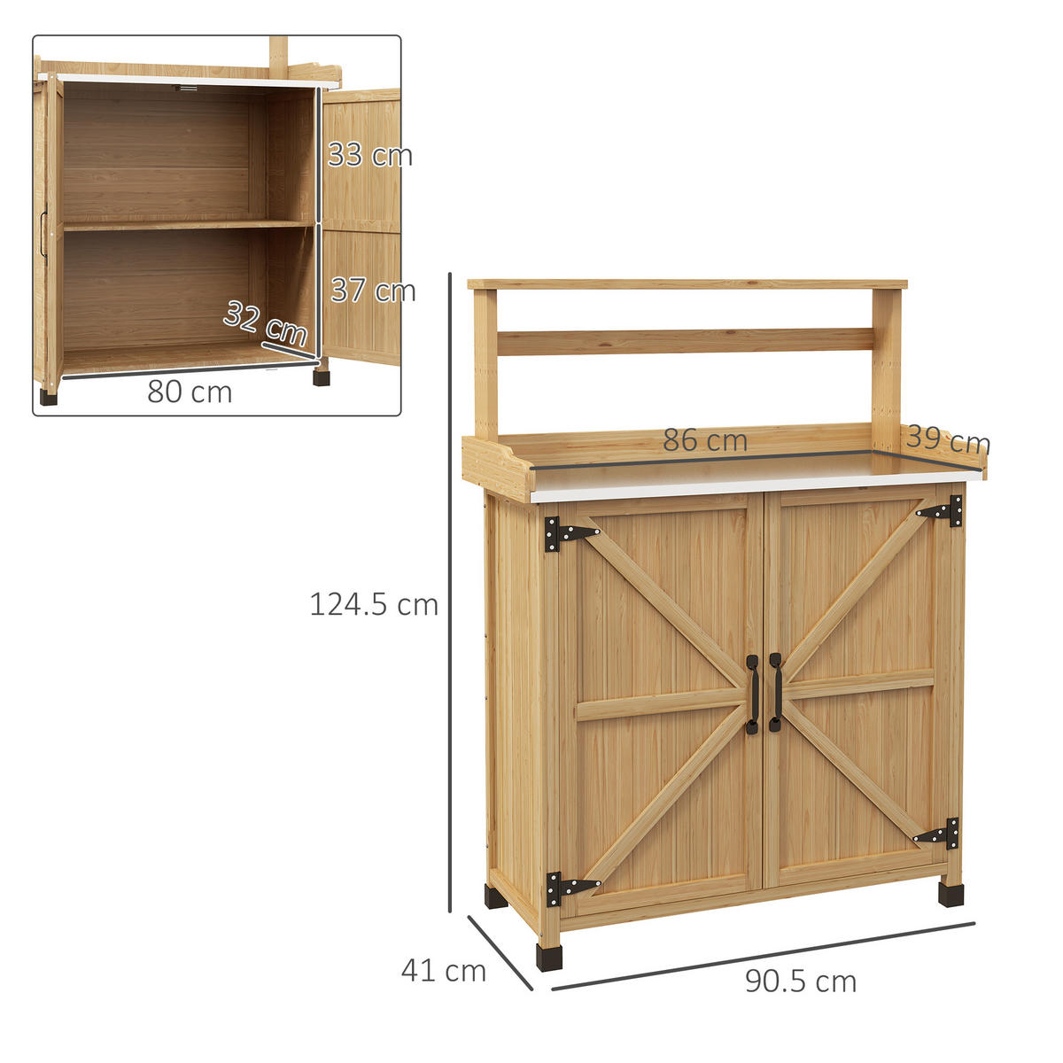 PFLANZTISCH DE-18937 mit Schrank und Regal Gelb - Gelb, Holzwerkstoff (90.5/41/124.5cm) - ComfortXL