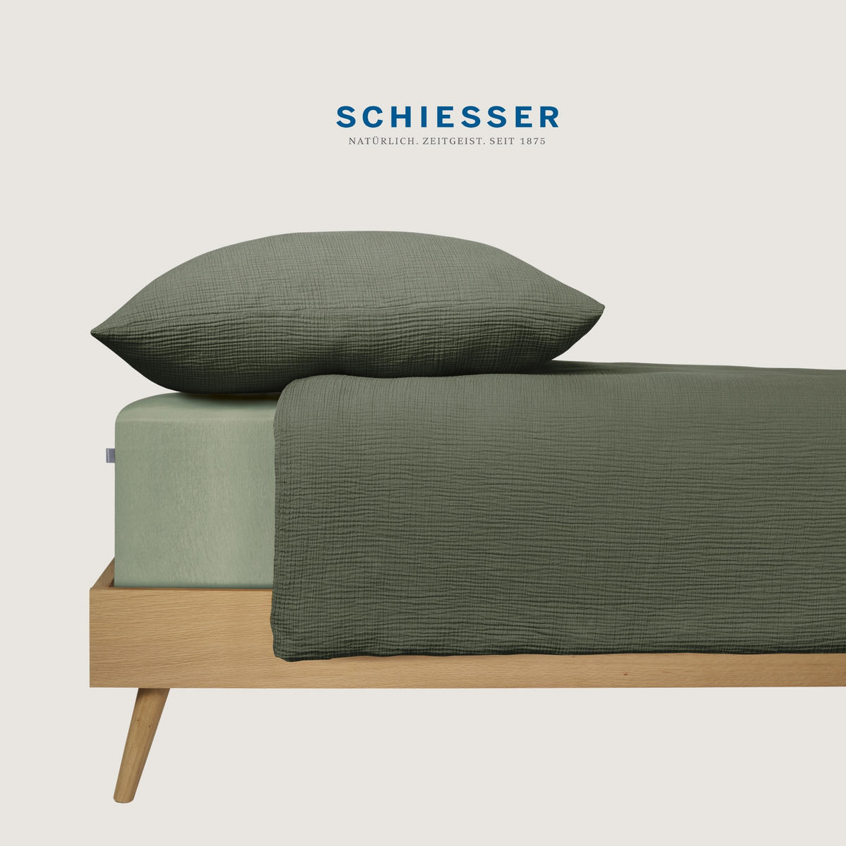 BETTWÄSCHESET Molly - Musselin - 2-teilig - 135 x 200 cm - Dunkelgrün - Dunkelgrün, Textil (135/200cm) - SCHIESSER