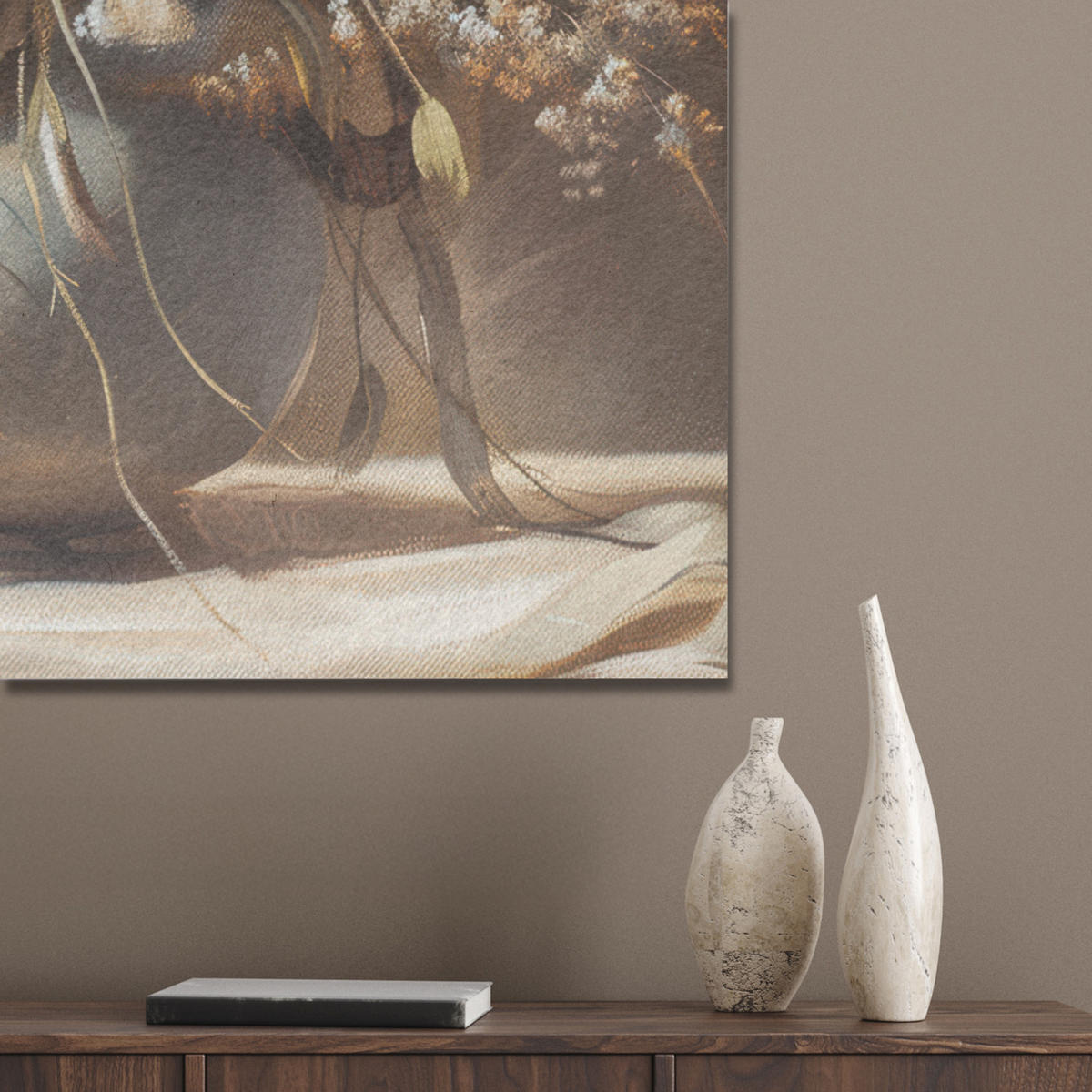 AKUSTIKPANEEL Blumen - Vase - Stilleben - Beige 70x100 cm - Creme, Textil (70/0.9/100cm) - MuchoWow