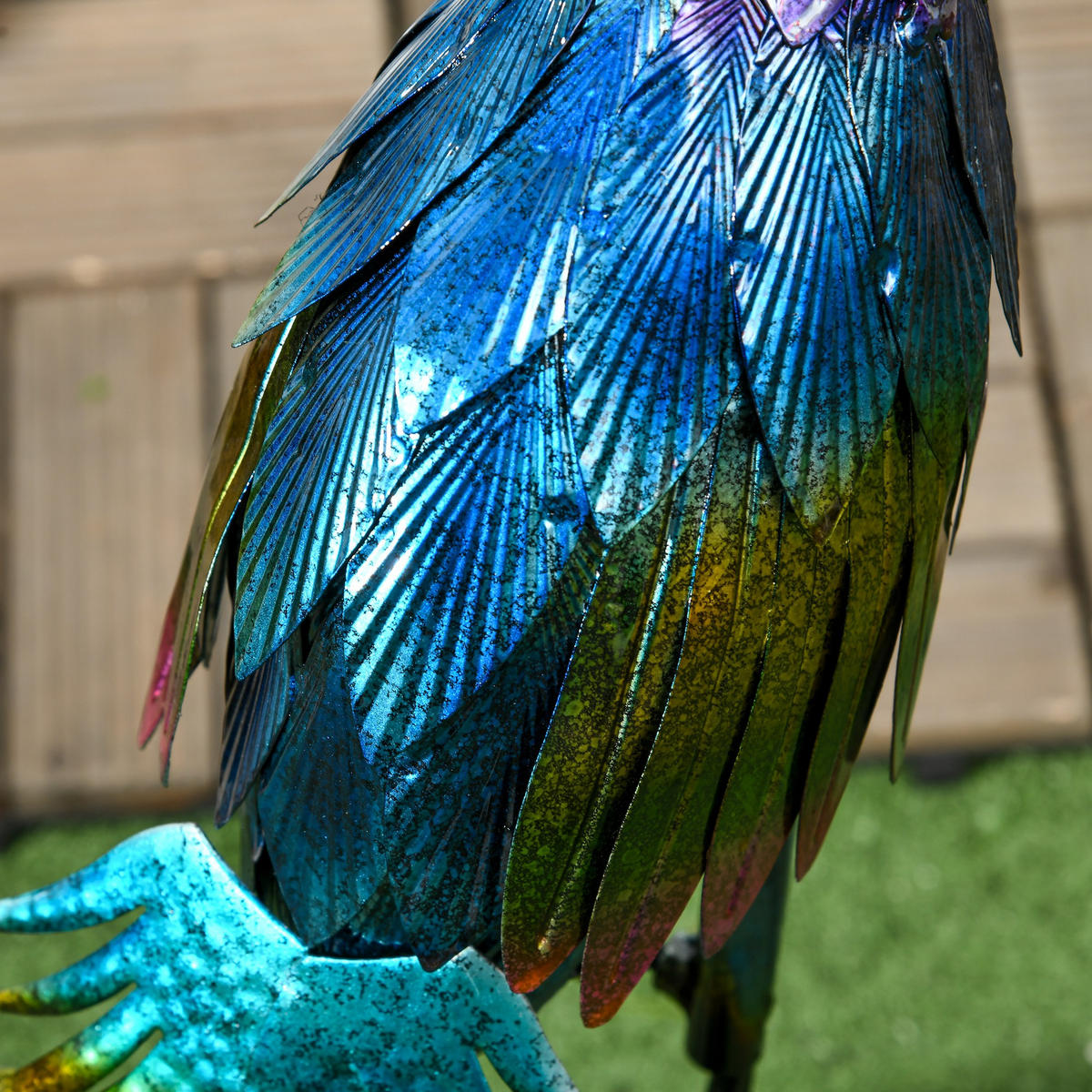 GARTENSTATUE Pfau, 59 cm Gartenfigur, Skulptur für Balkon, Terrasse - Blau, Metall (25/59/29cm) - Outsunny