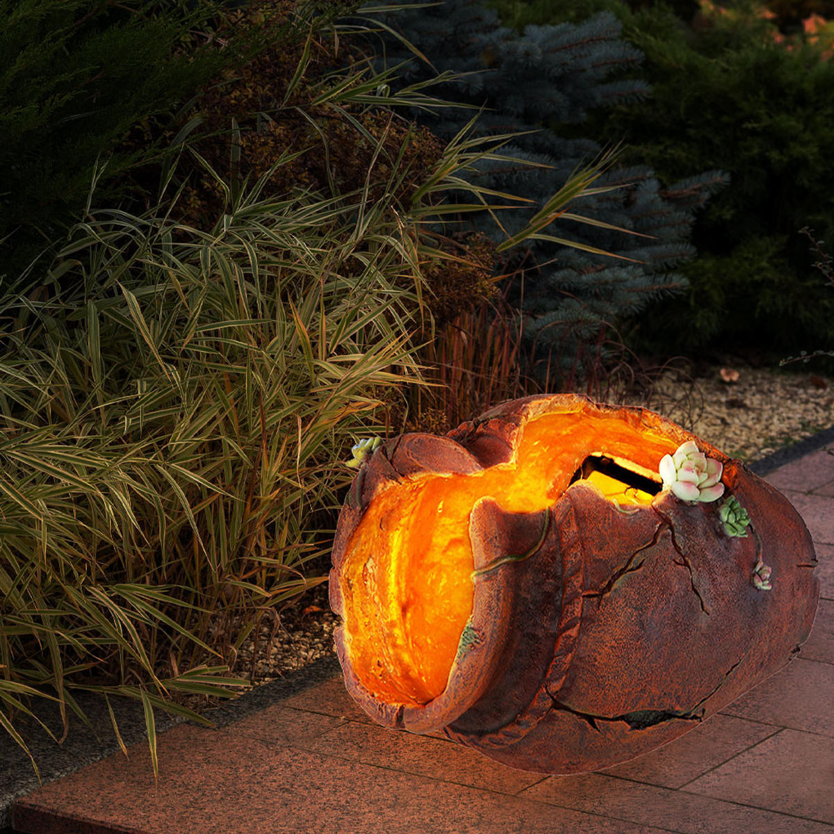 LED AUSSENLEUCHTE Blumentopf Braun - Braun, Kunststoff (27/20.3/20cm) - Globo Lighting