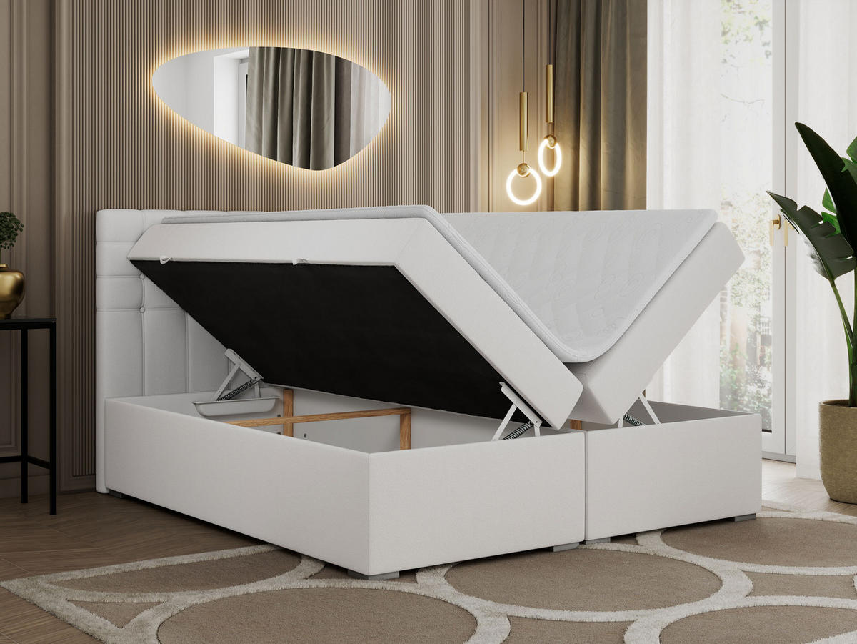 BOXBETT SUSAN 120/200 Weiß Kunstleder - H3 - Weiß, Holz/Textil (120/200cm) - MKS