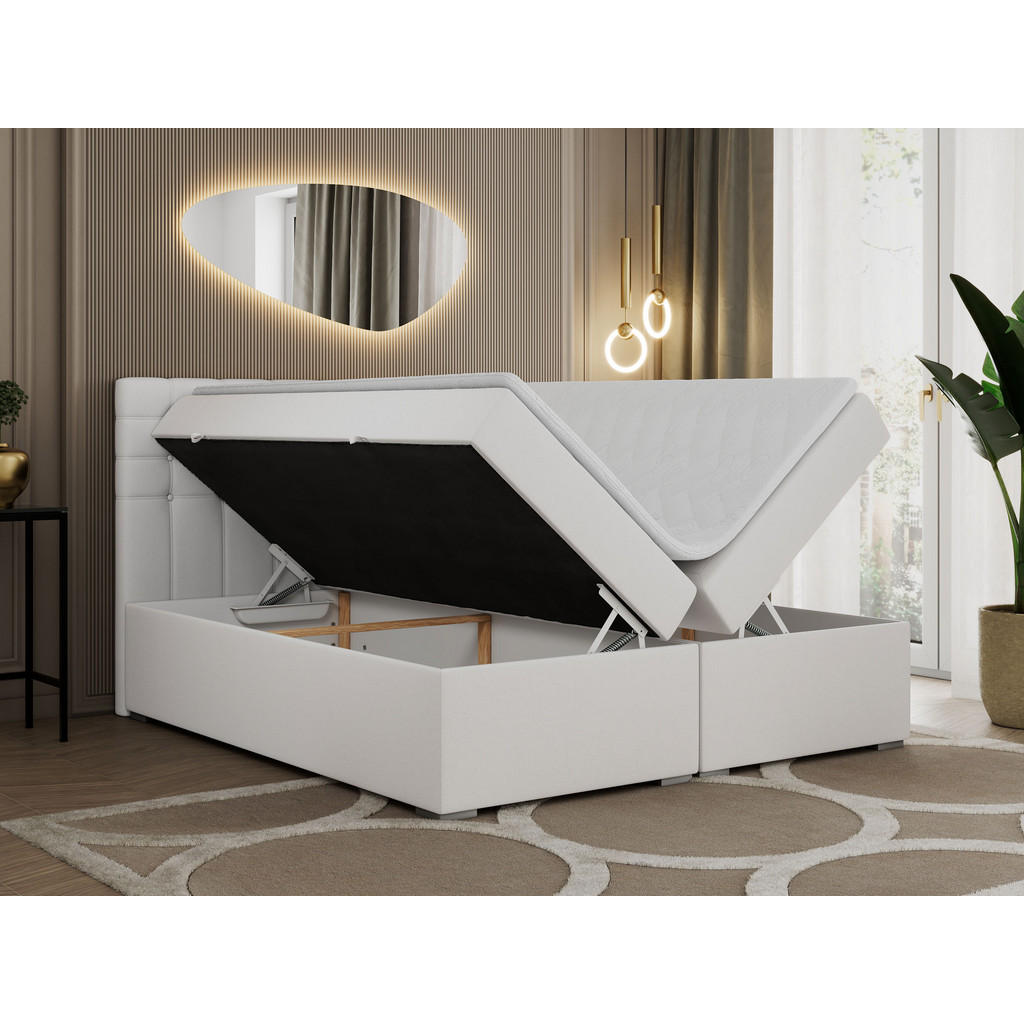 Thumbnail - MKS Boxbett, Weiß, Textil, 2-Sitzer, H3, Rechteckig, 160x200 cm, Schlafzimmer, Betten, Boxspringbetten