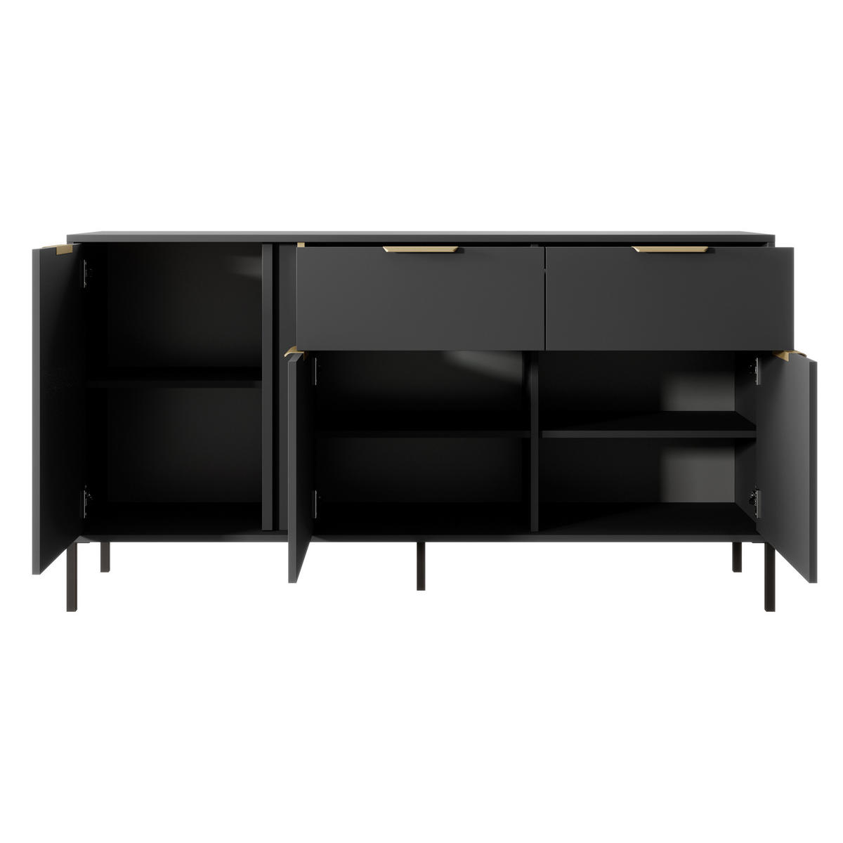 SIDEBOARD LORENZO 153/81/40 cm mit 2 Schubladen und 3 Türen Anthrazit - Anthrazit, Holzwerkstoff (153/81/40cm) - MASSENO