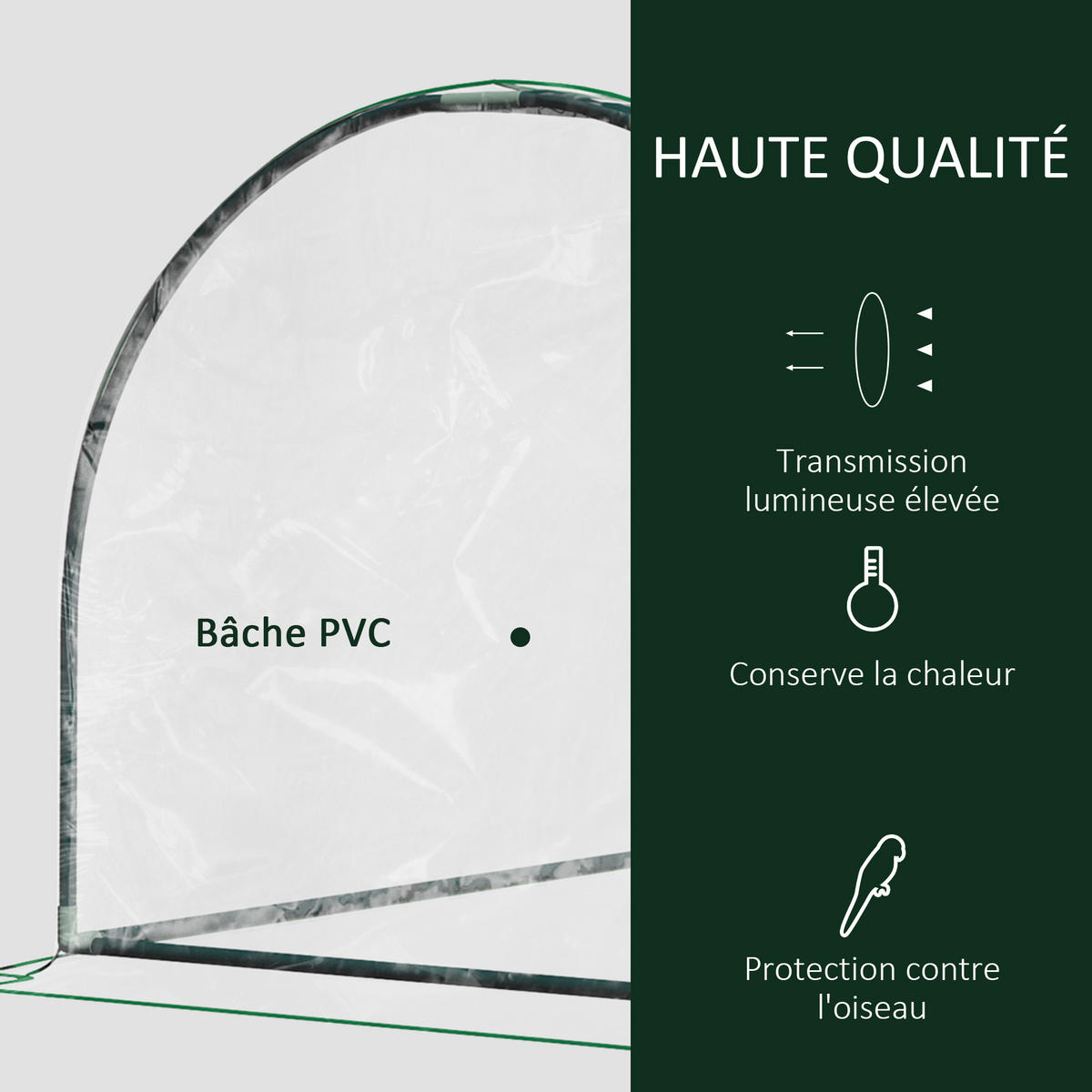 GEWÄCHSHAUS DE-11913 mit Reißverschlusstür & PVC-Bache Transparent - Transparent, Kunststoff (100/80/200cm) - ComfortXL