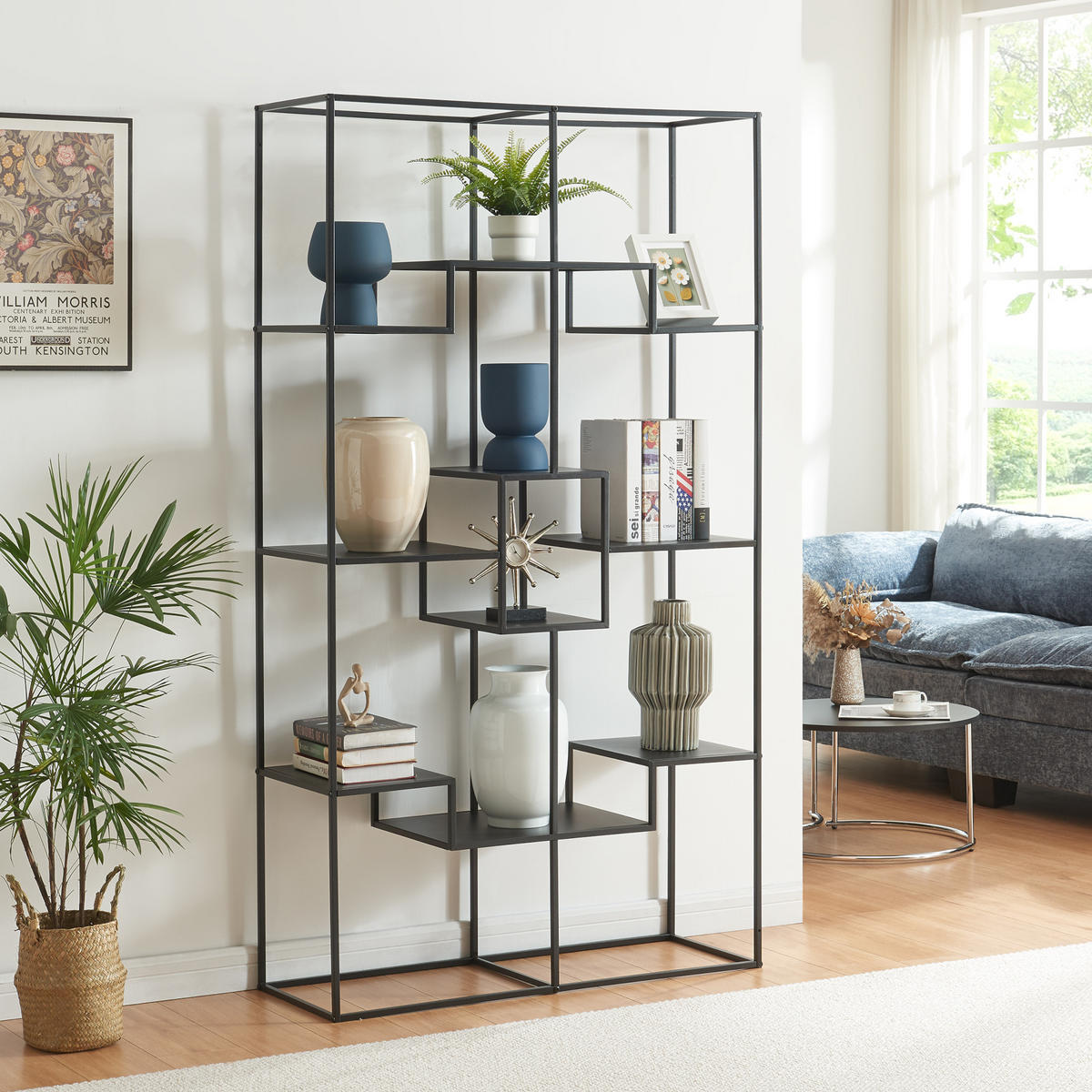 STANDREGAL Råde - Schwarz, Metall (100/180/35cm) - [en.casa]