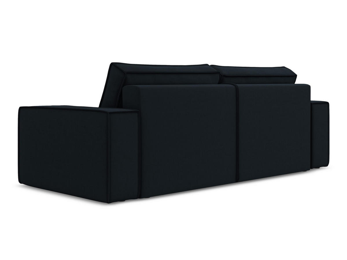 3-SITZER SOFA mit Schlaffunktion Samt Stoff Blau - Blau/Schwarz, Kunststoff/Textil (255/85/105cm) - Makamii