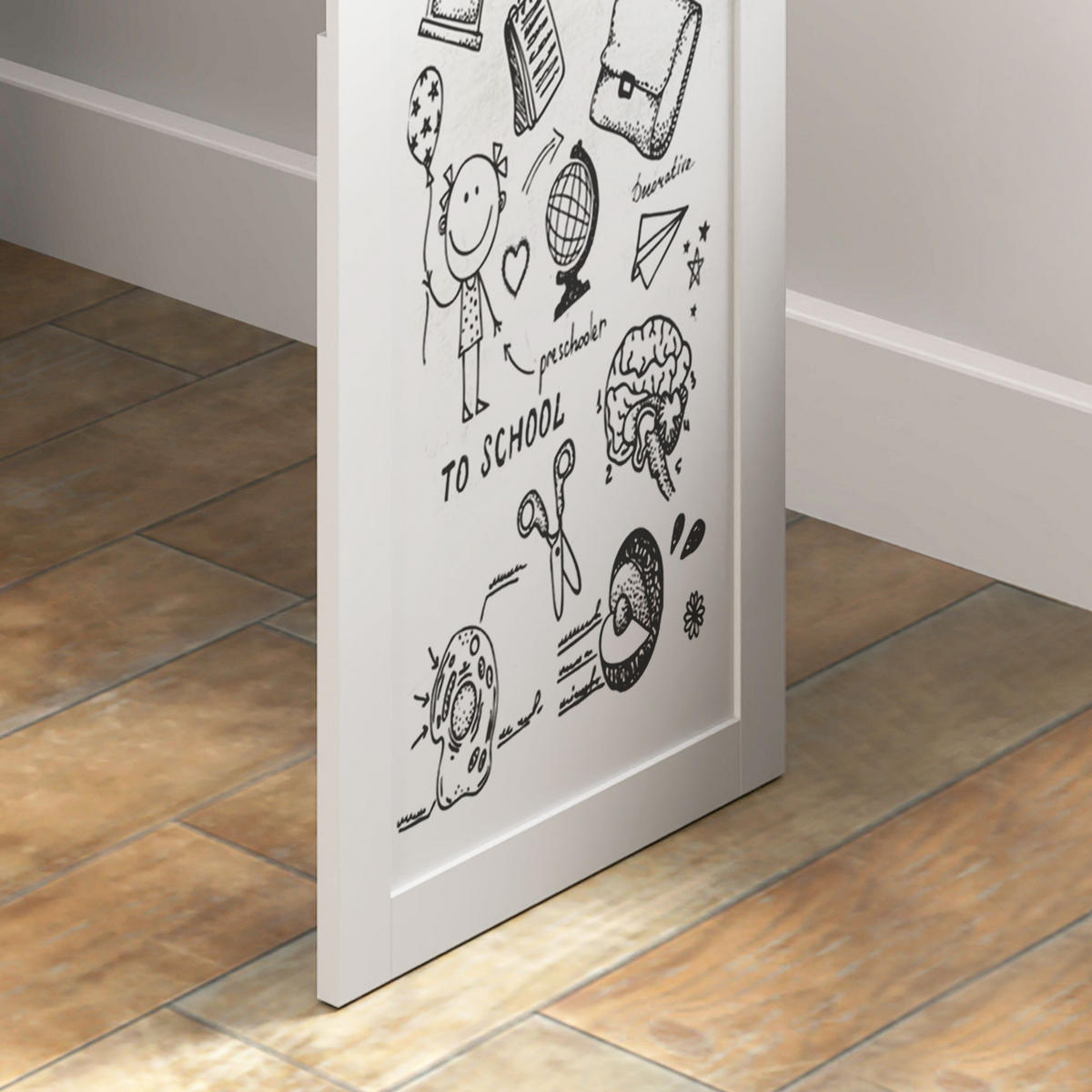 SCHREIBTISCH DE-14895 mit Bücherregal & Weißwandtafel Weiß - Weiß, Holzwerkstoff (98/51/153cm) - ComfortXL