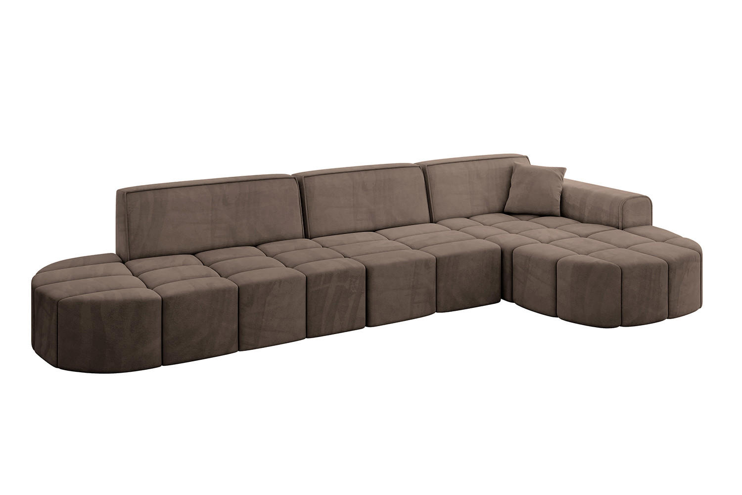 ECKSOFA Ottomane Rechts LIVO-L2 - 337x173x79,5 cm Braun - Braun, Holzwerkstoff/Textil (337/173cm) - ALTDECOR
